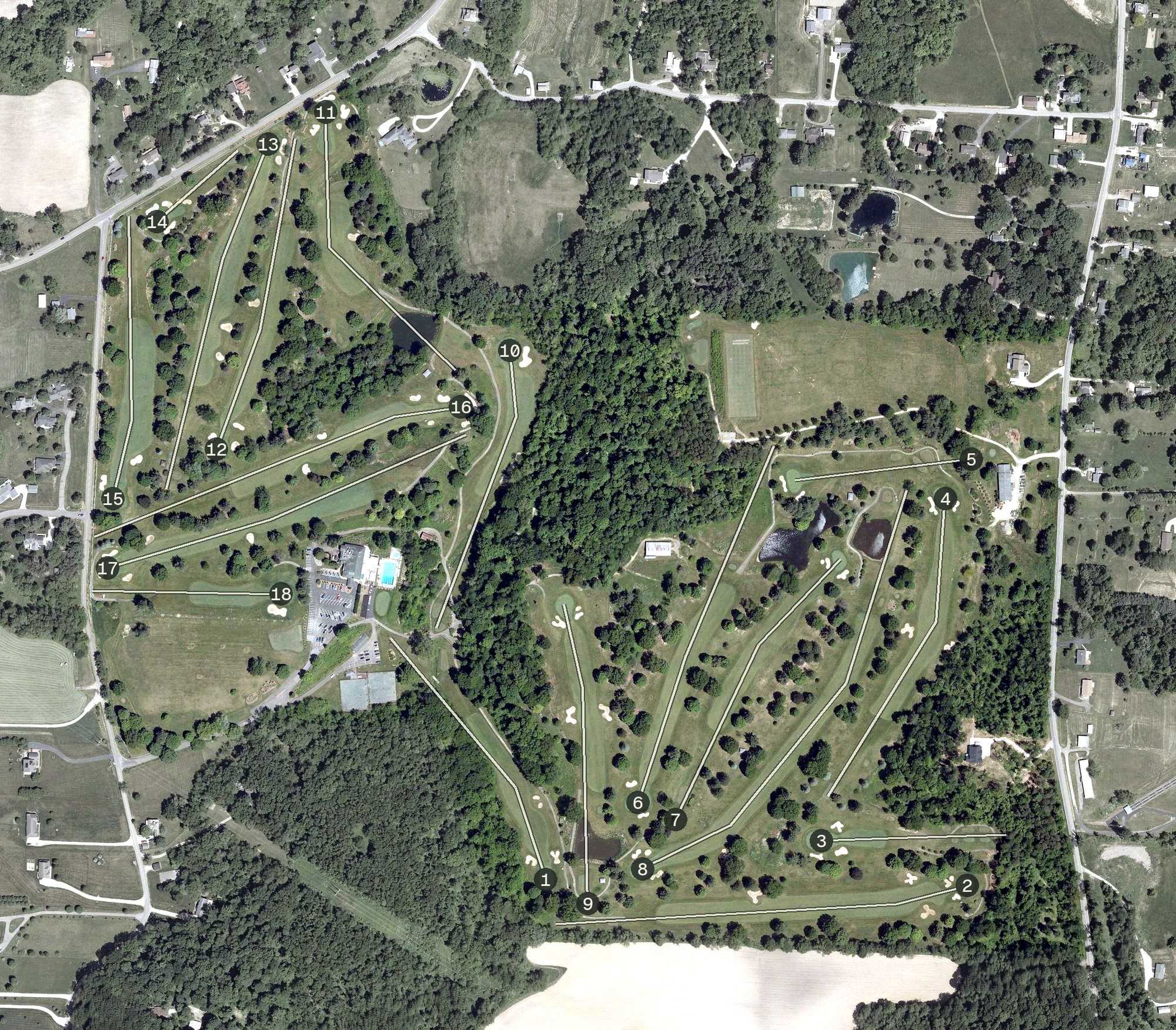 Aerial view of Lancaster Country Club, OH