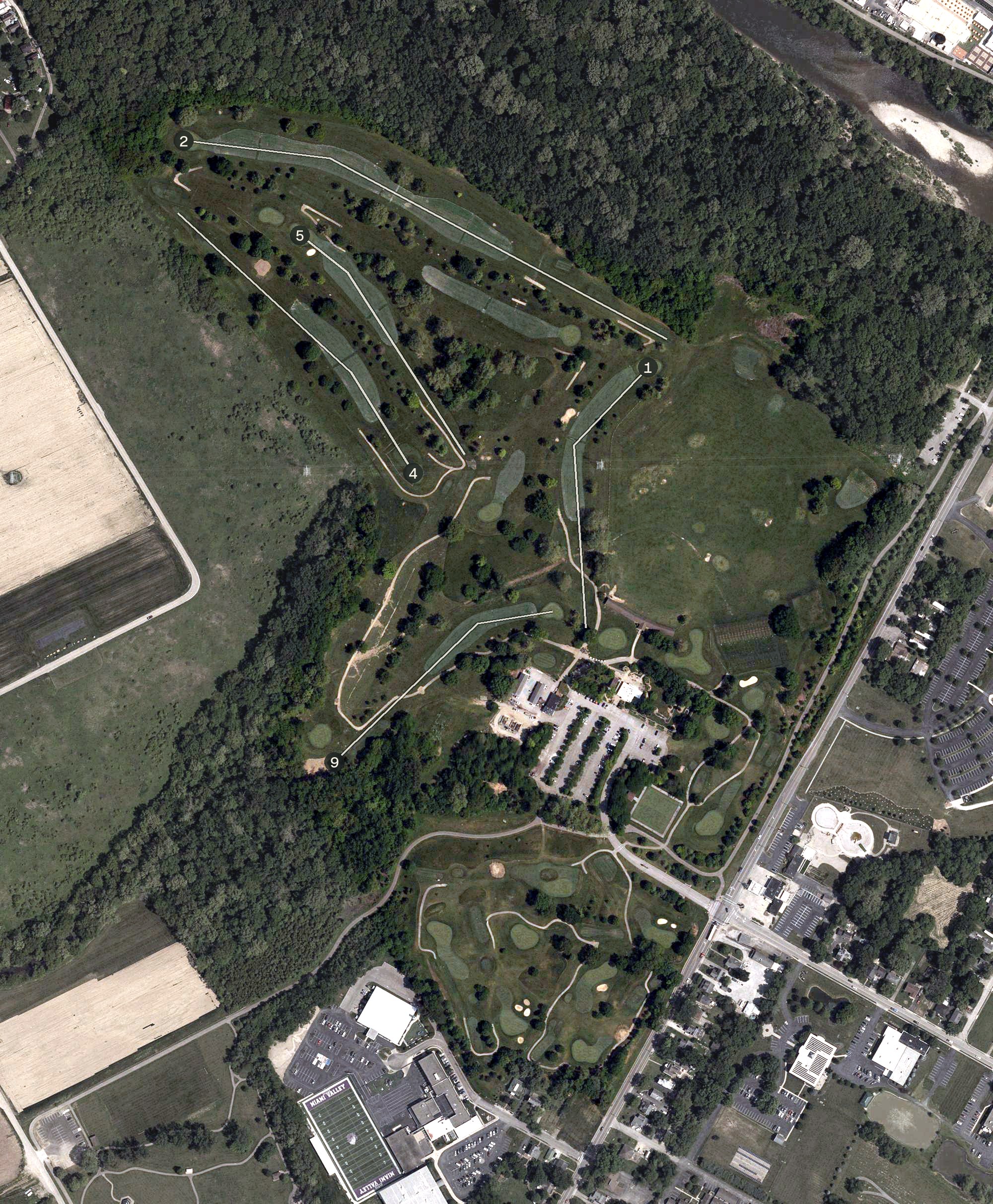 Aerial view of Little Miami Golf Center, OH