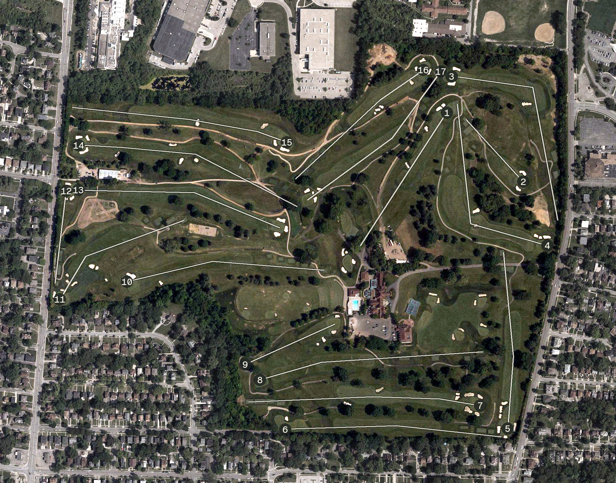 Aerial view of Maketewah Country Club, OH