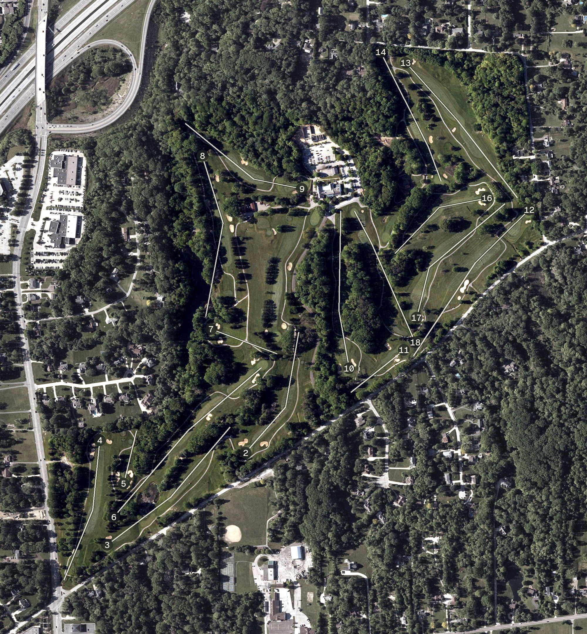 Aerial view of Manakiki Golf Course, OH