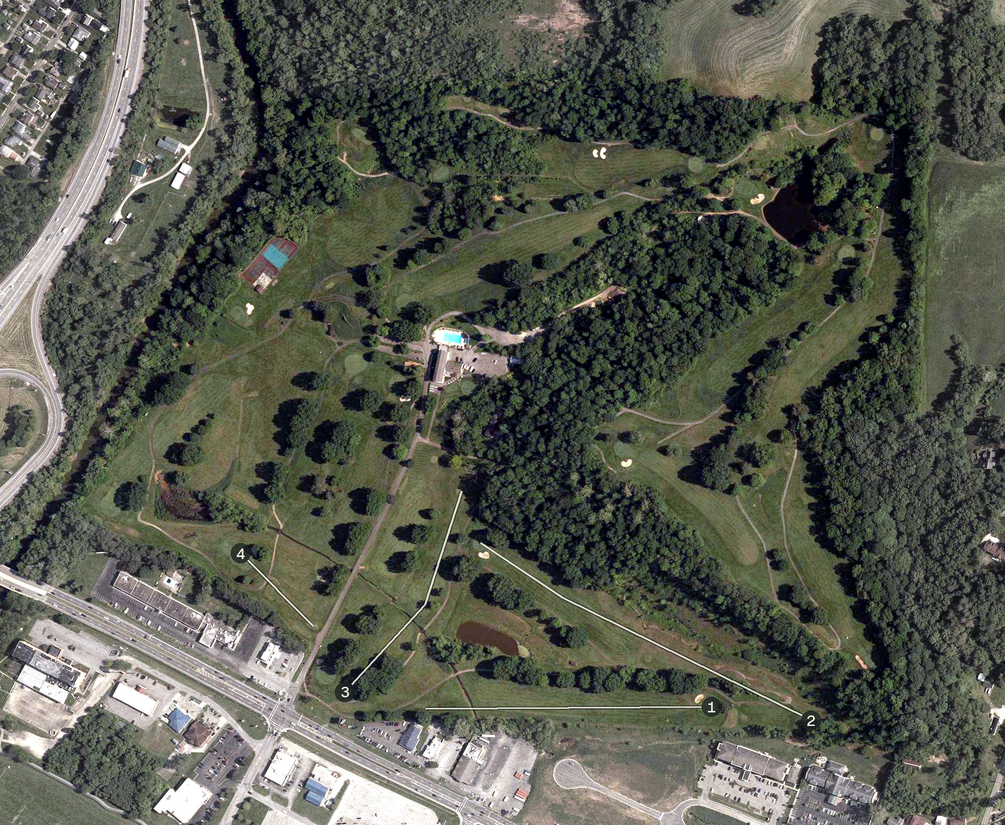 Aerial view of Marietta Country Club, OH
