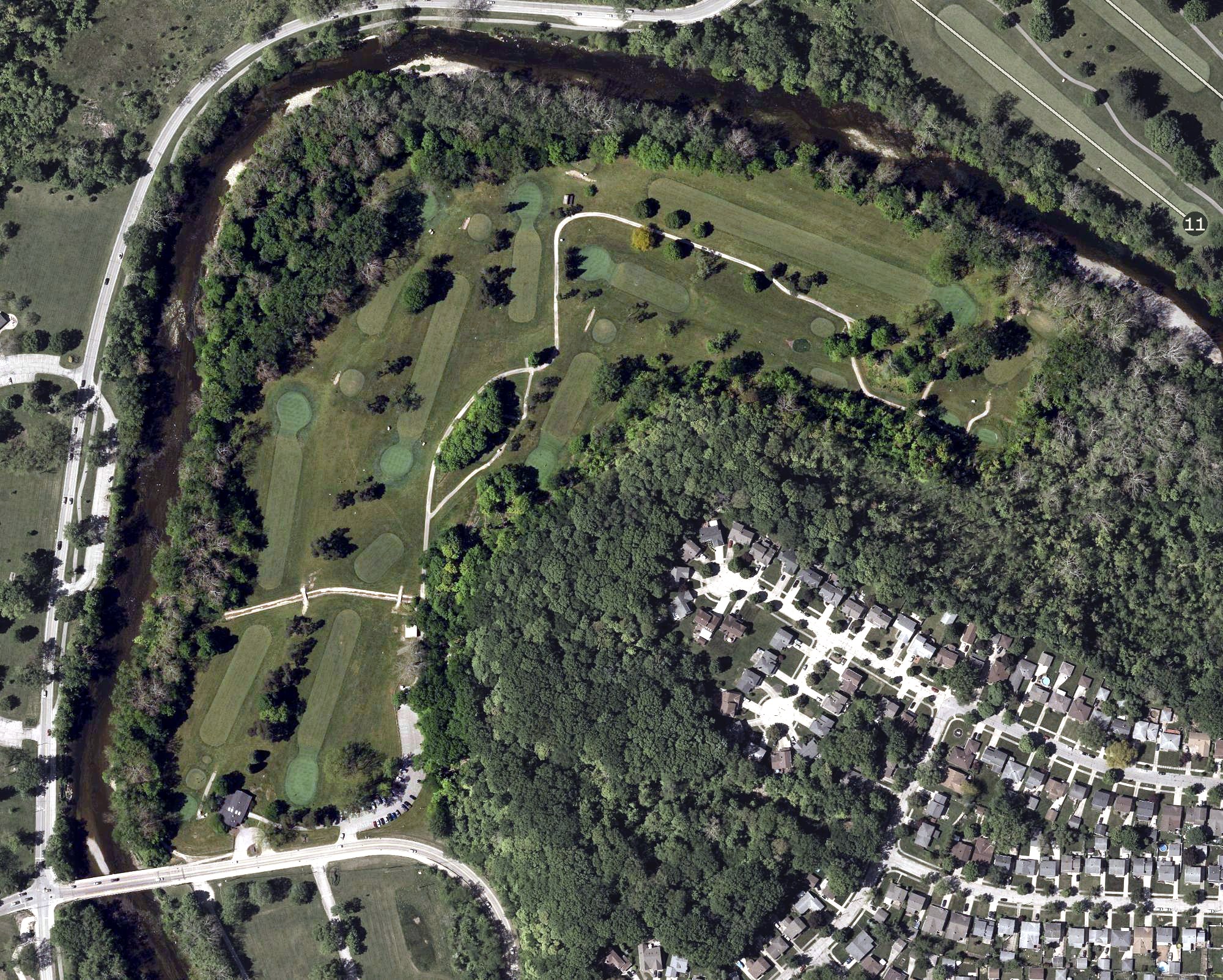 Aerial view of Mastick Woods Golf Course, OH