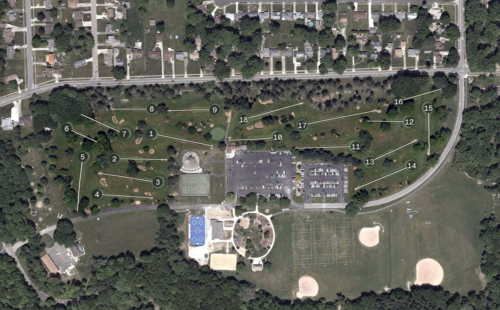Aerial view of Mill Creek Metroparks Par-3 Golf Course, OH