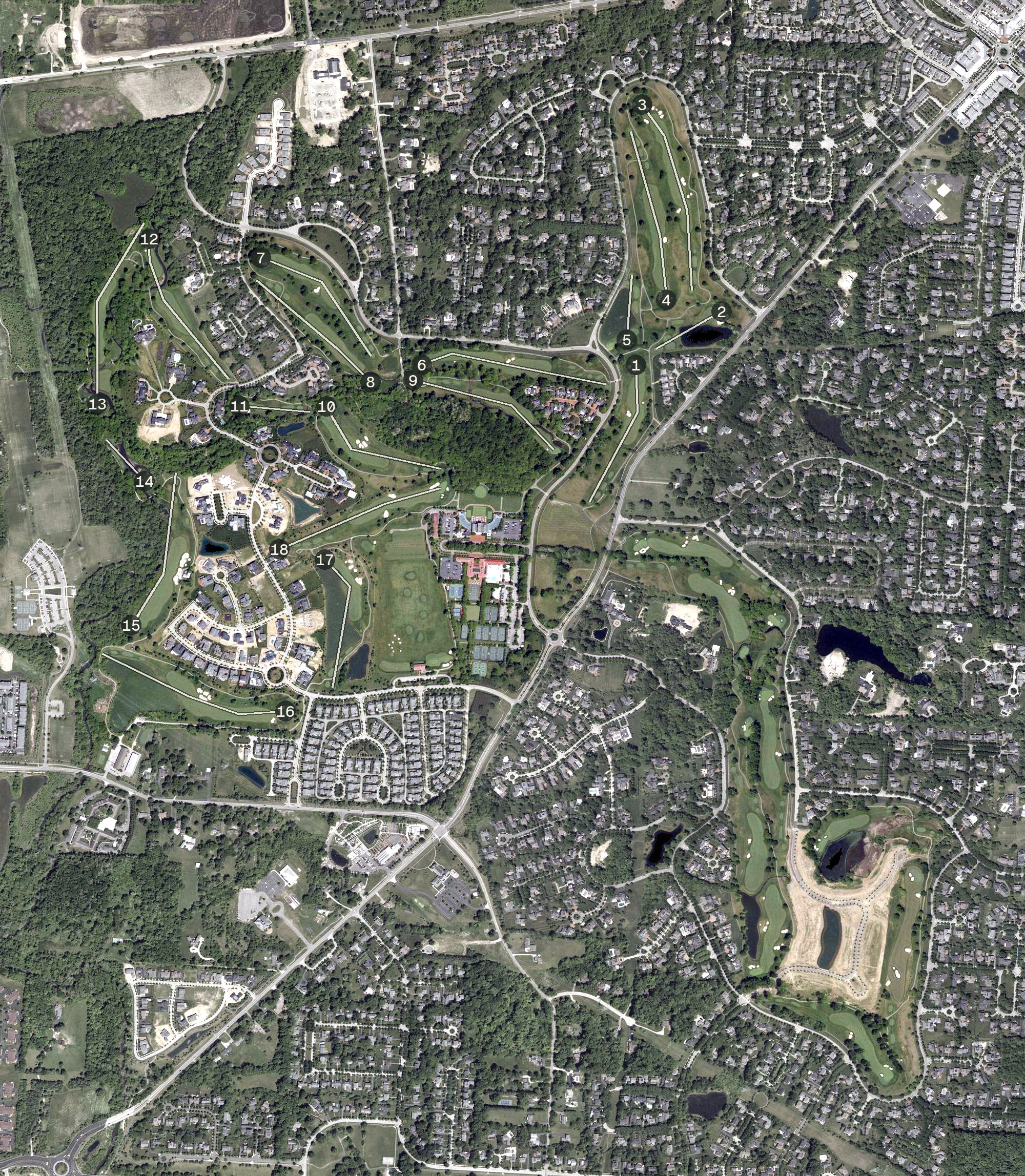 Aerial view of New Albany Country Club, OH