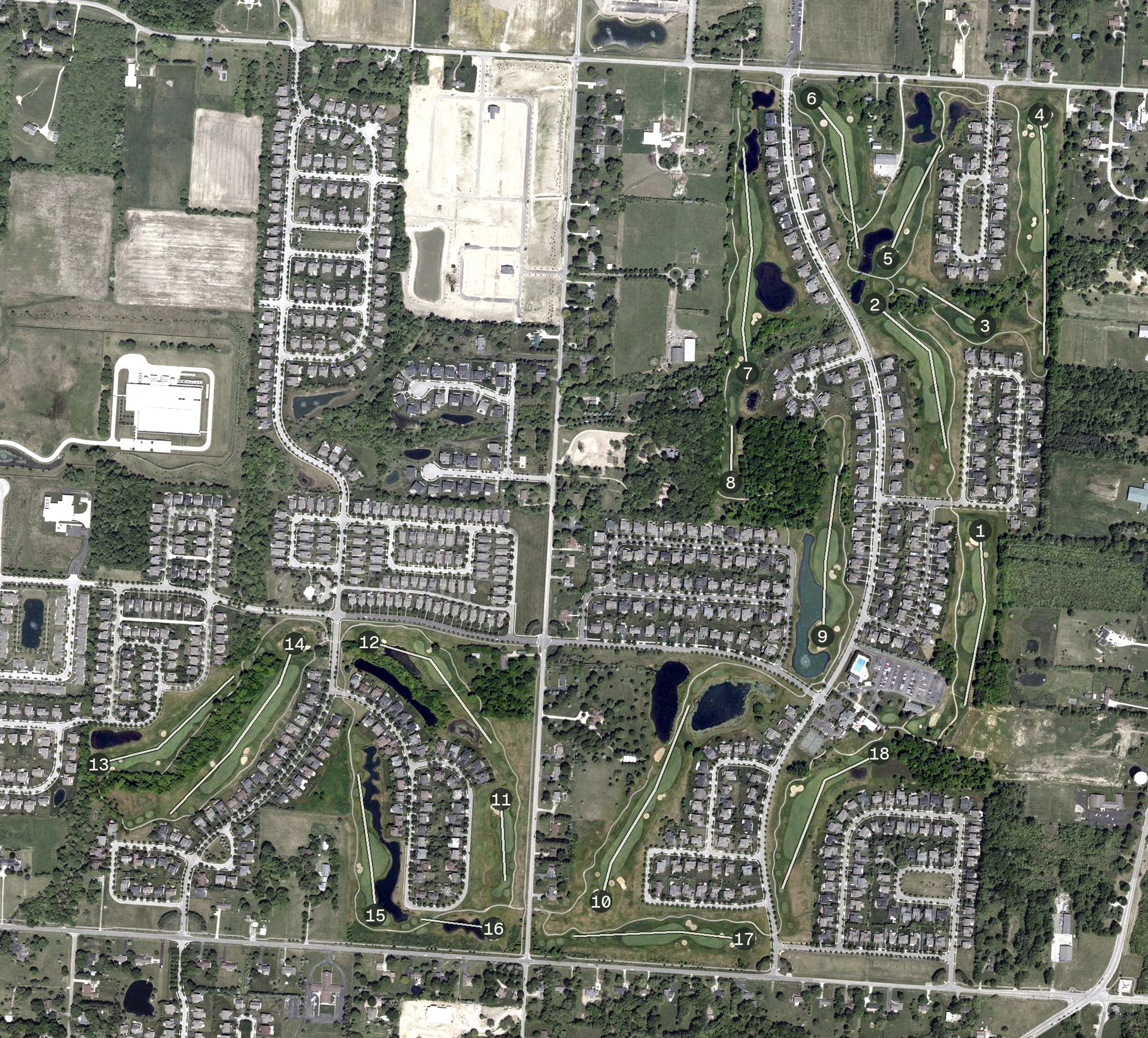 Aerial view of New Albany Links Golf Club, OH
