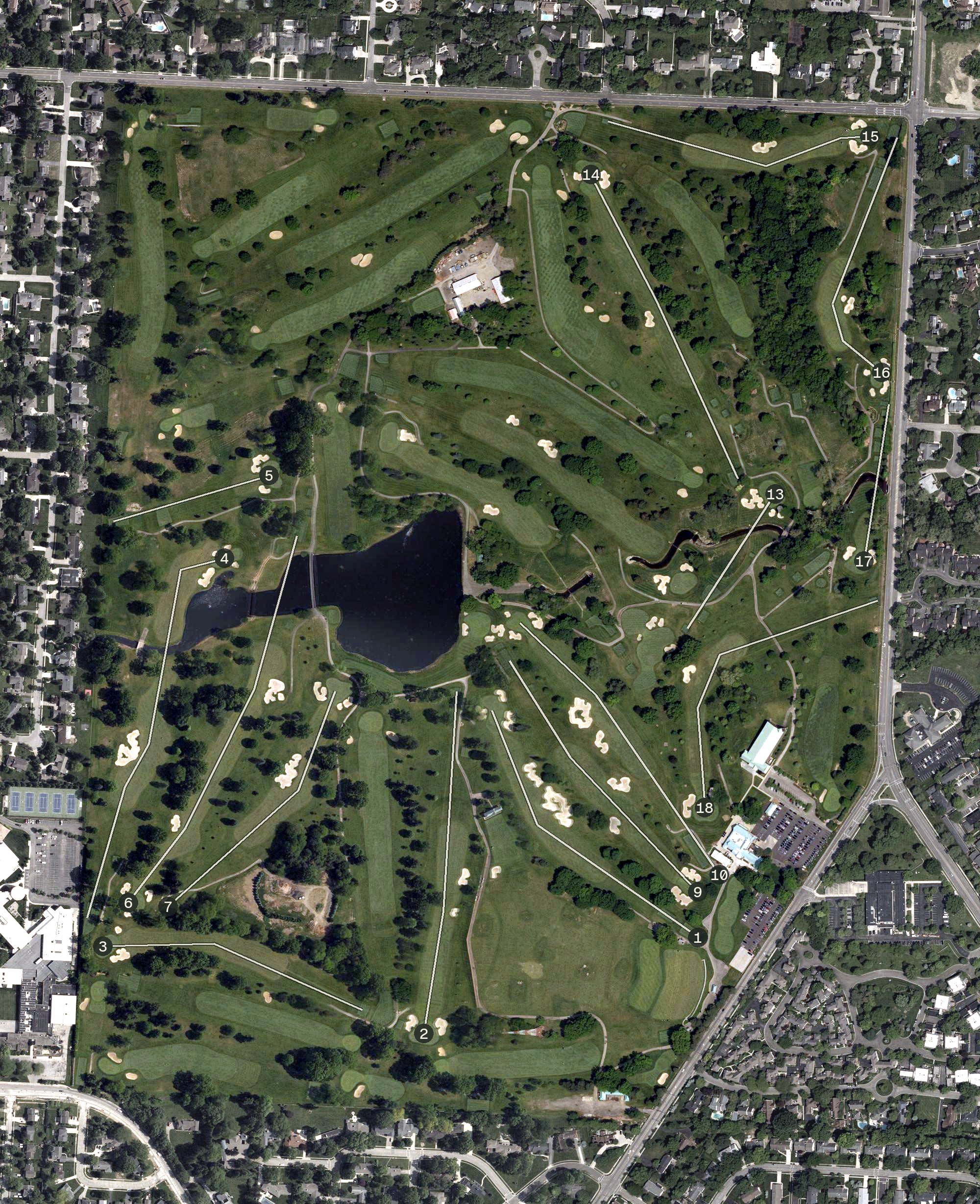 Aerial view of Ohio State University Golf Course, OH