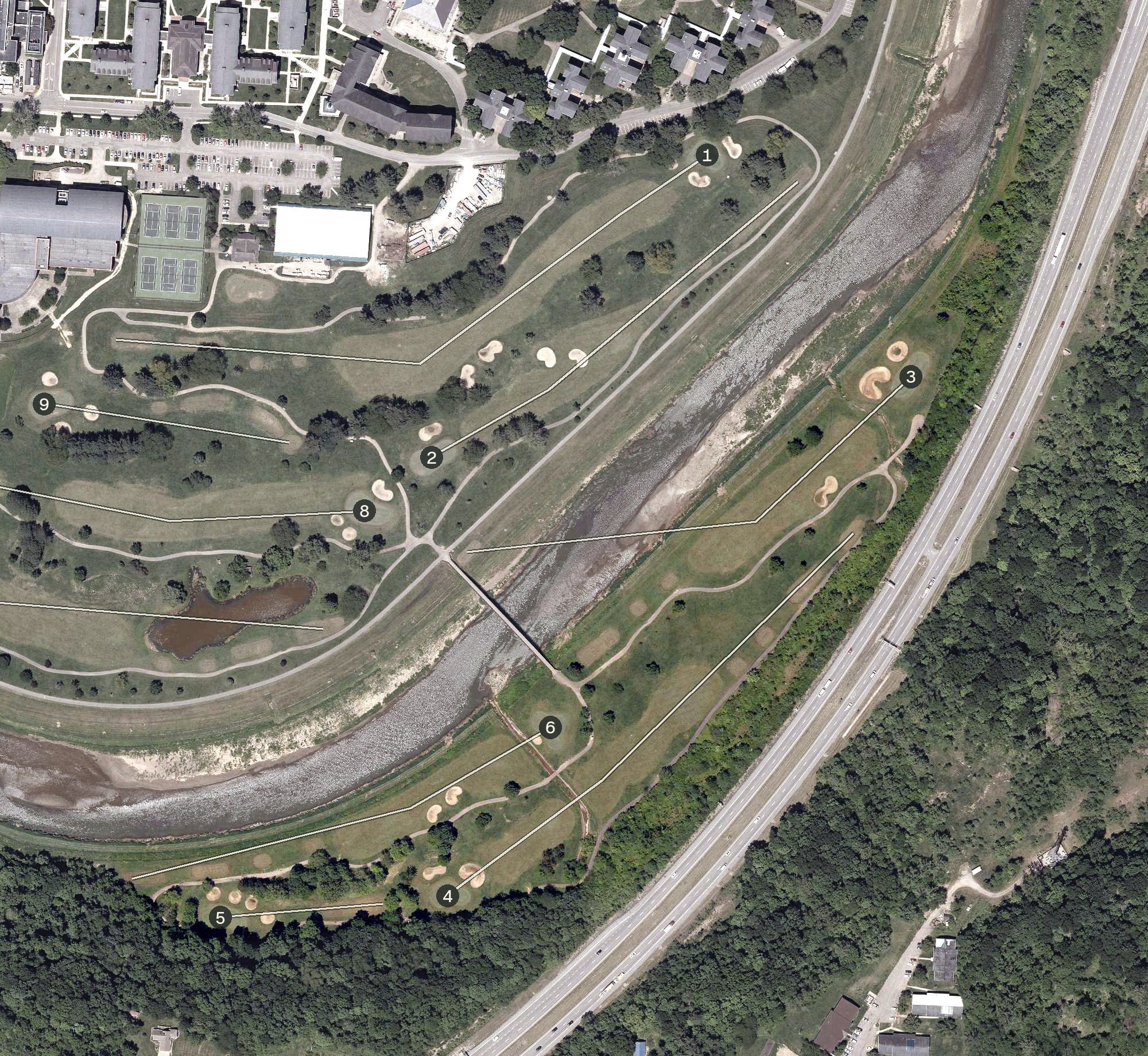 Aerial view of Ohio University Golf Course, OH