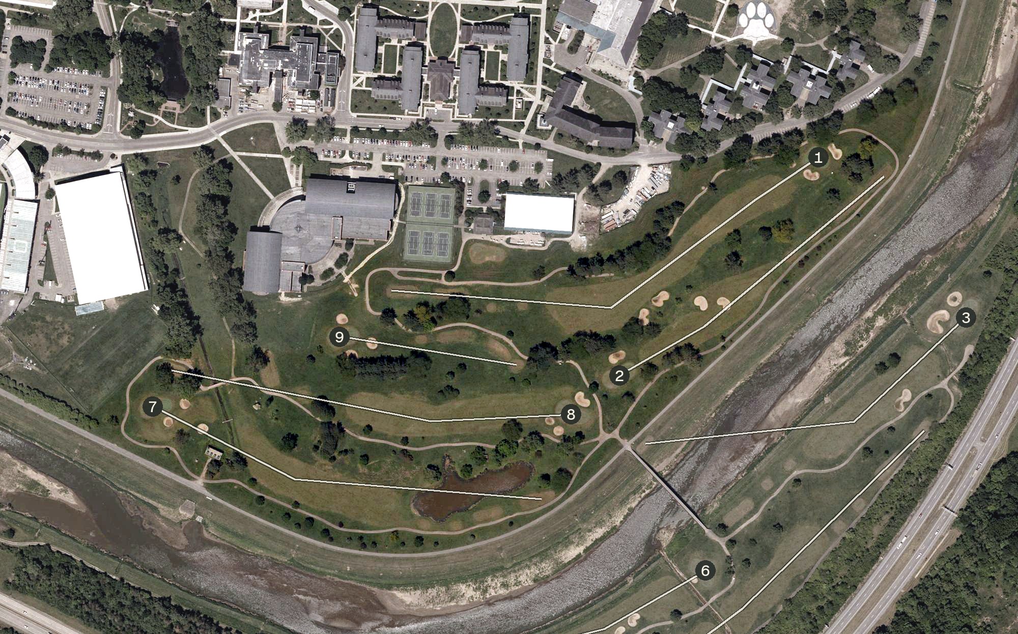 Aerial view of Ohio University Golf Course, OH