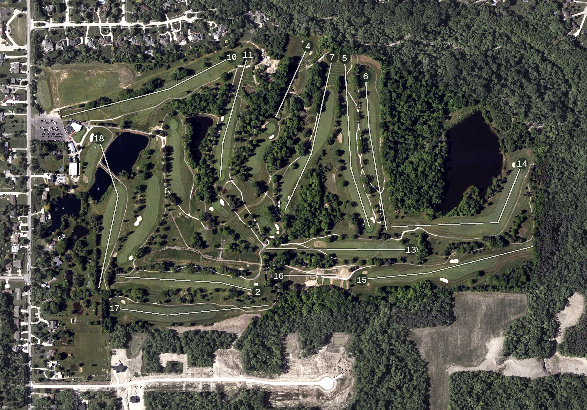 Aerial view of Pine Hills Golf Course, OH