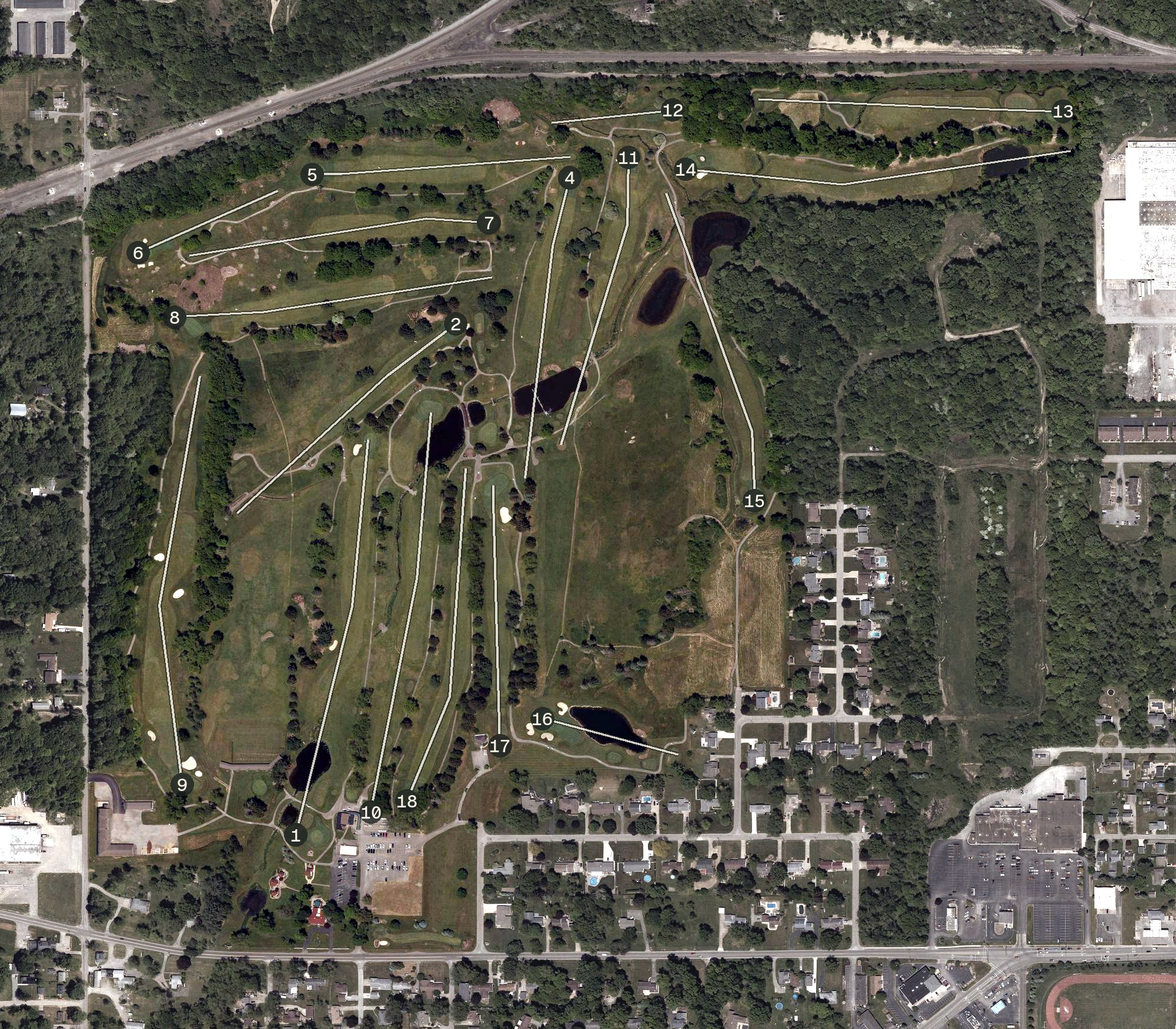 Aerial view of Pine Lakes Golf Club, OH