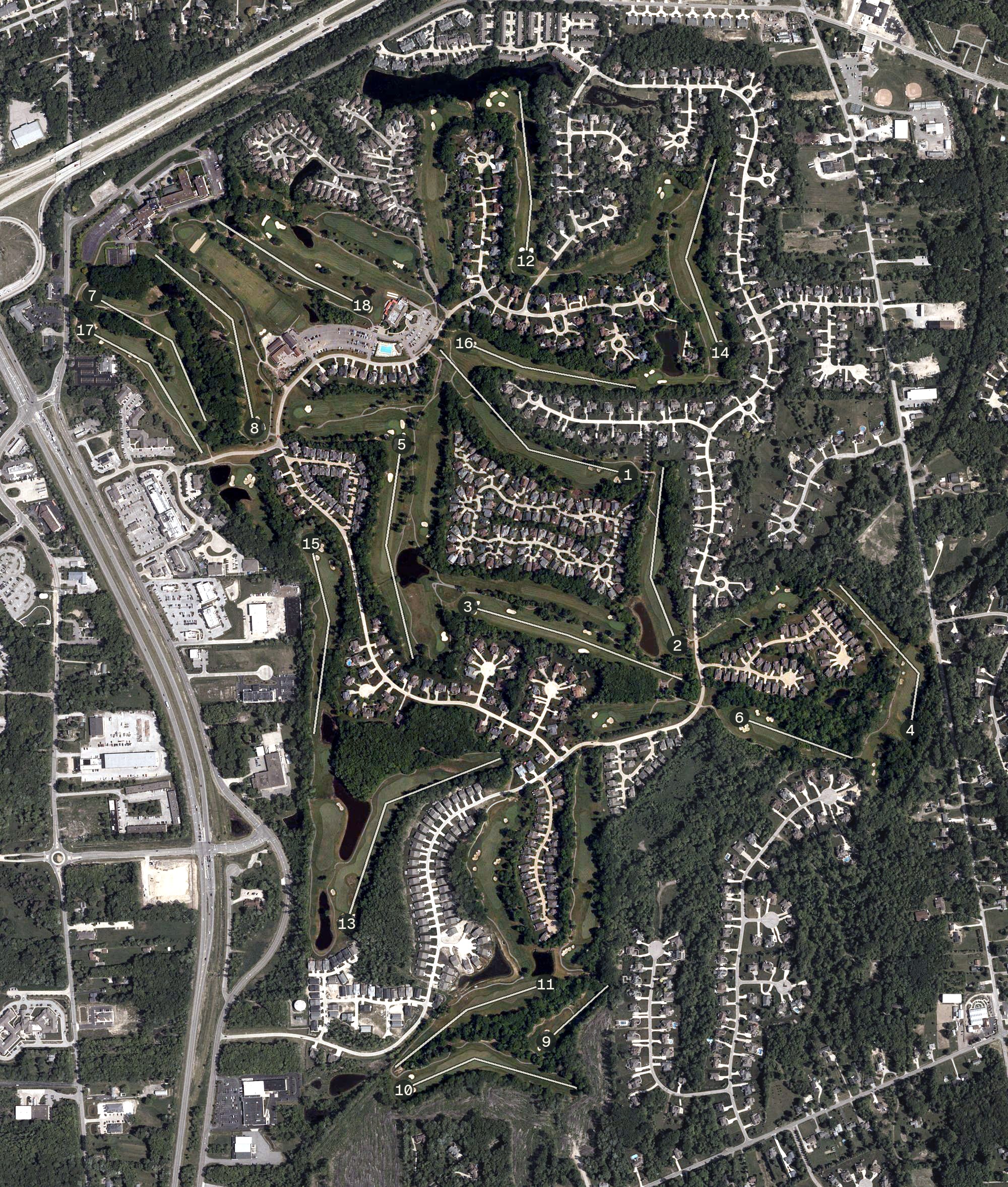 Aerial view of Quail Hollow Country Club, OH