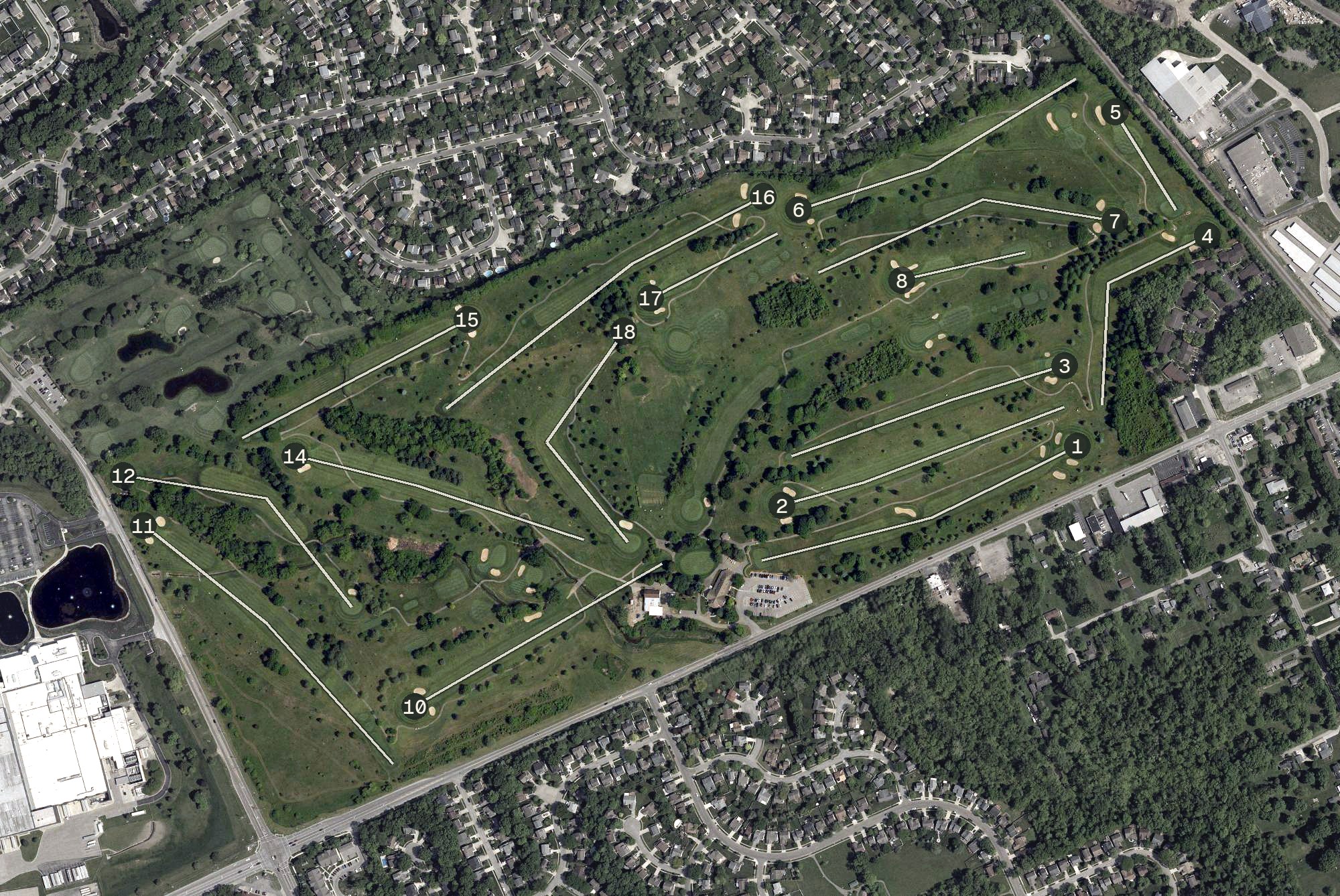 Aerial view of Raymond Memorial Golf Course, OH