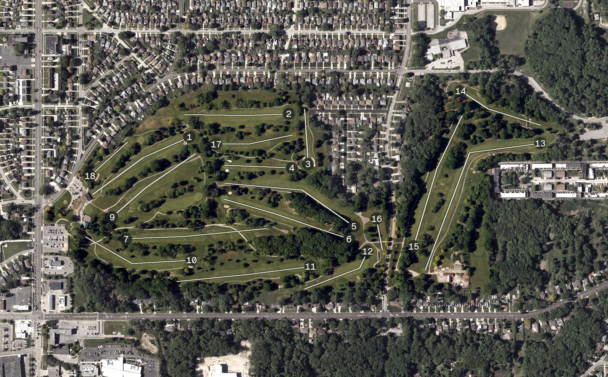 Aerial view of Ridgewood Golf Course, OH