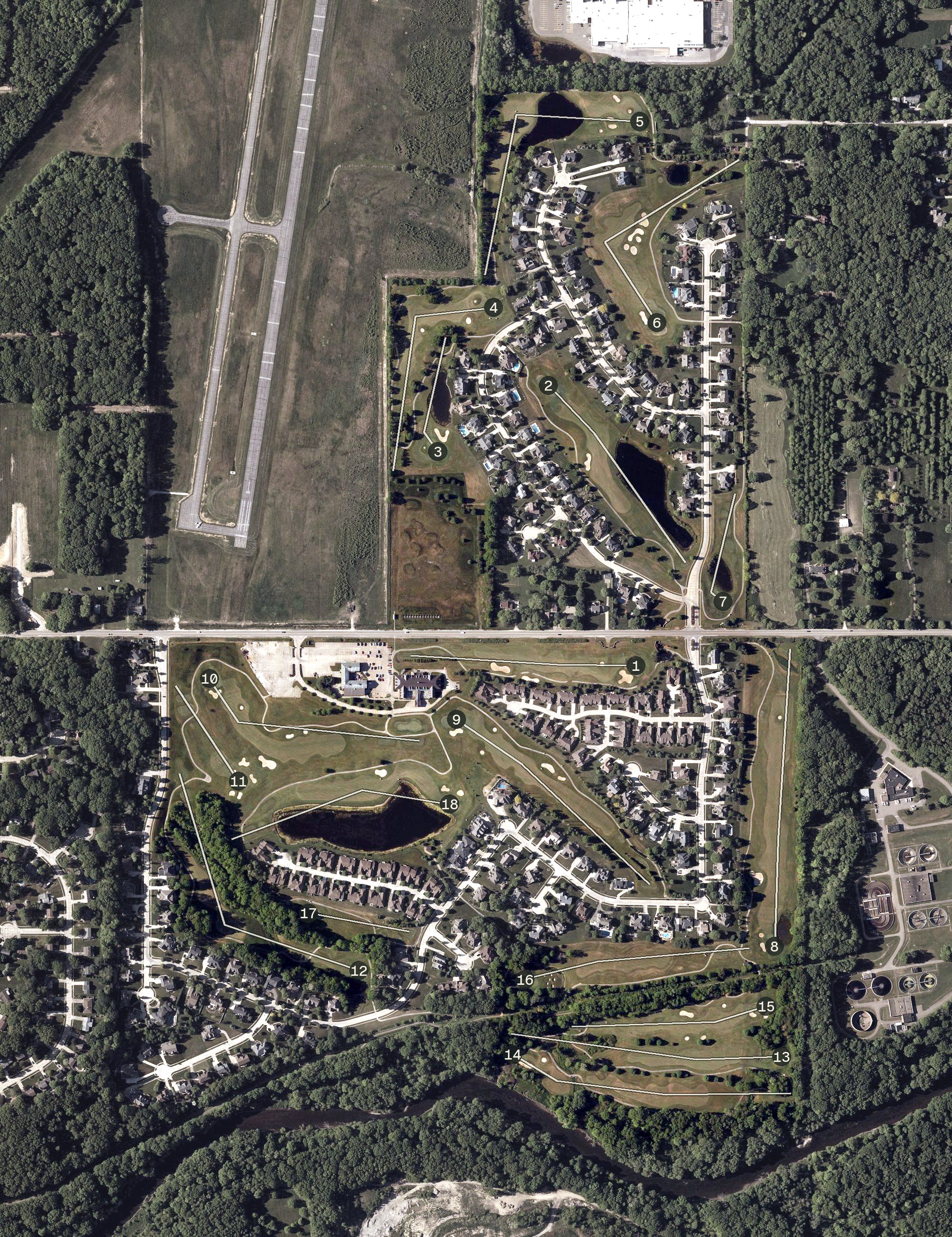Aerial view of Roses Run Country Club, OH