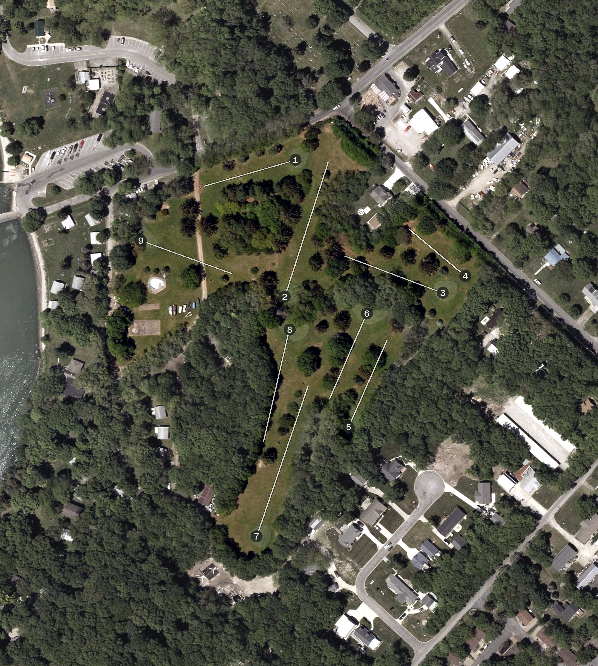 Aerial view of Saunders Golf Course, OH