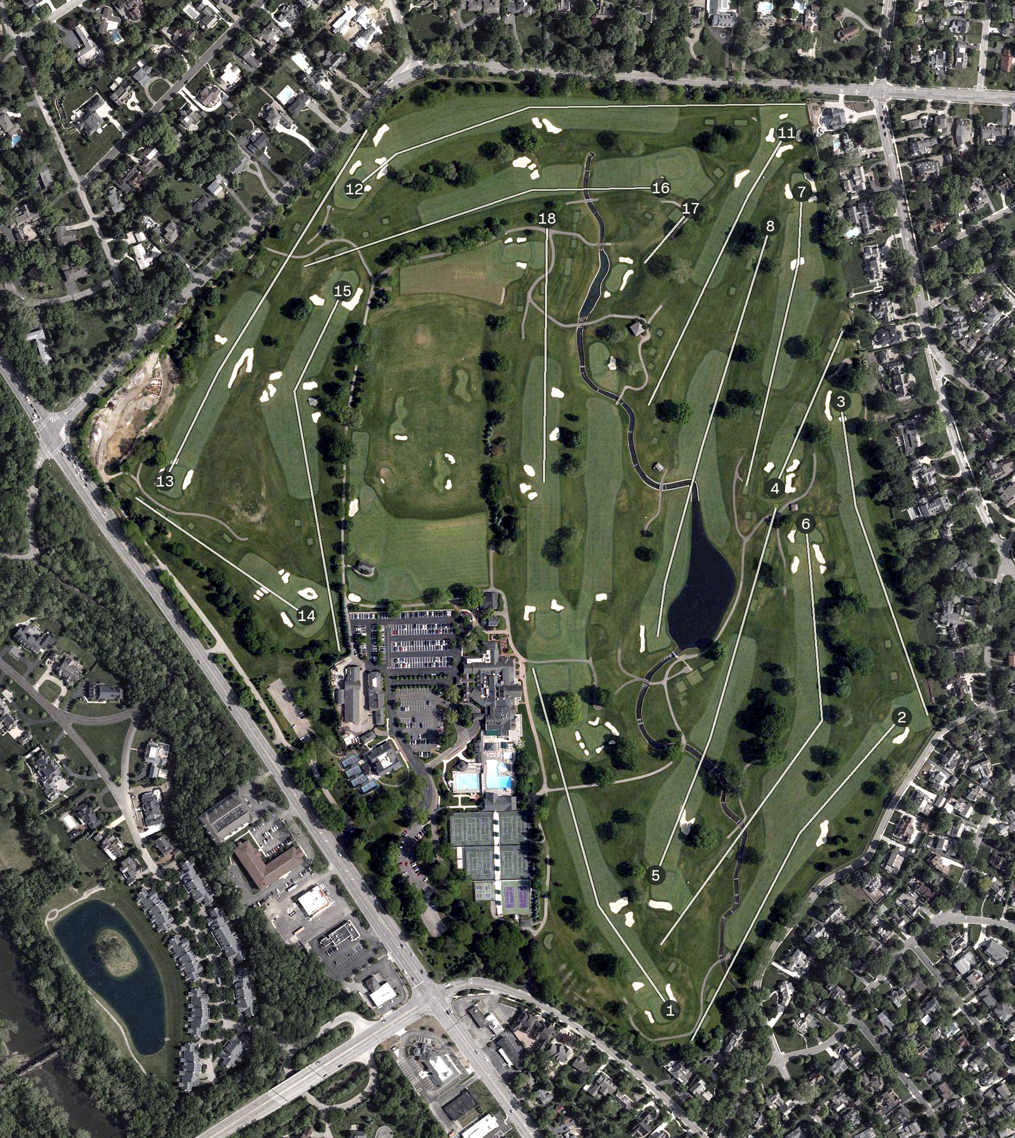 Aerial view of Scioto Country Club, OH
