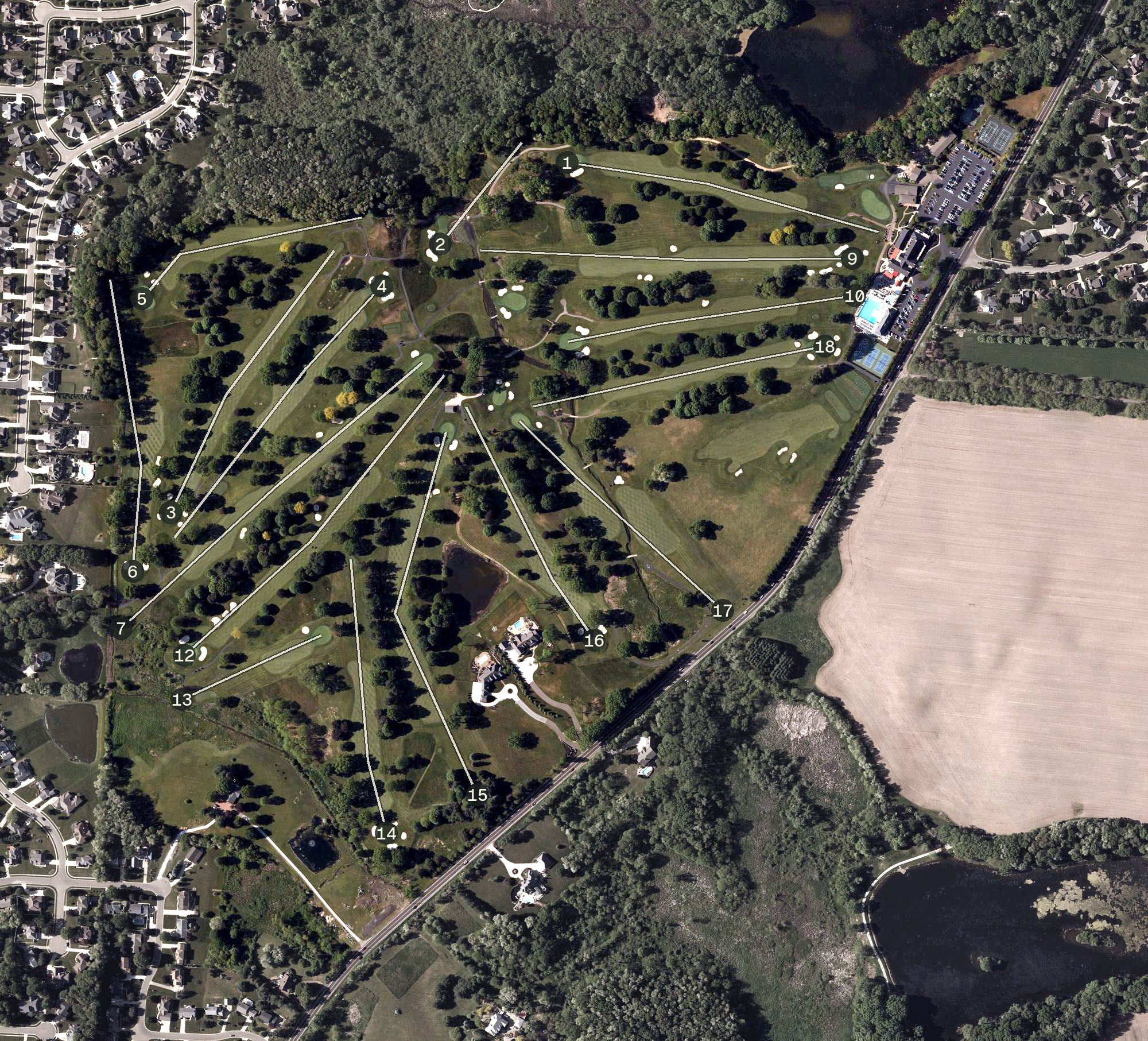 Aerial view of Shady Hollow Country Club, OH