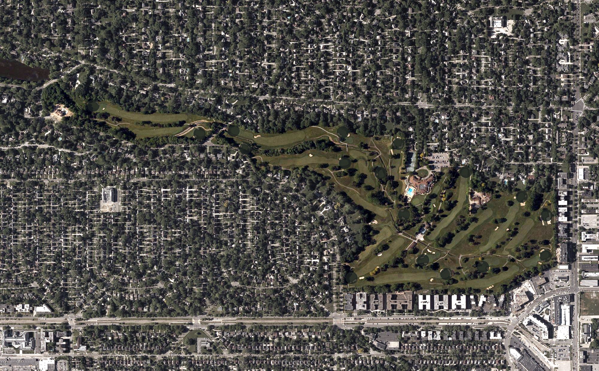 Aerial view of Shaker Heights Country Club, OH