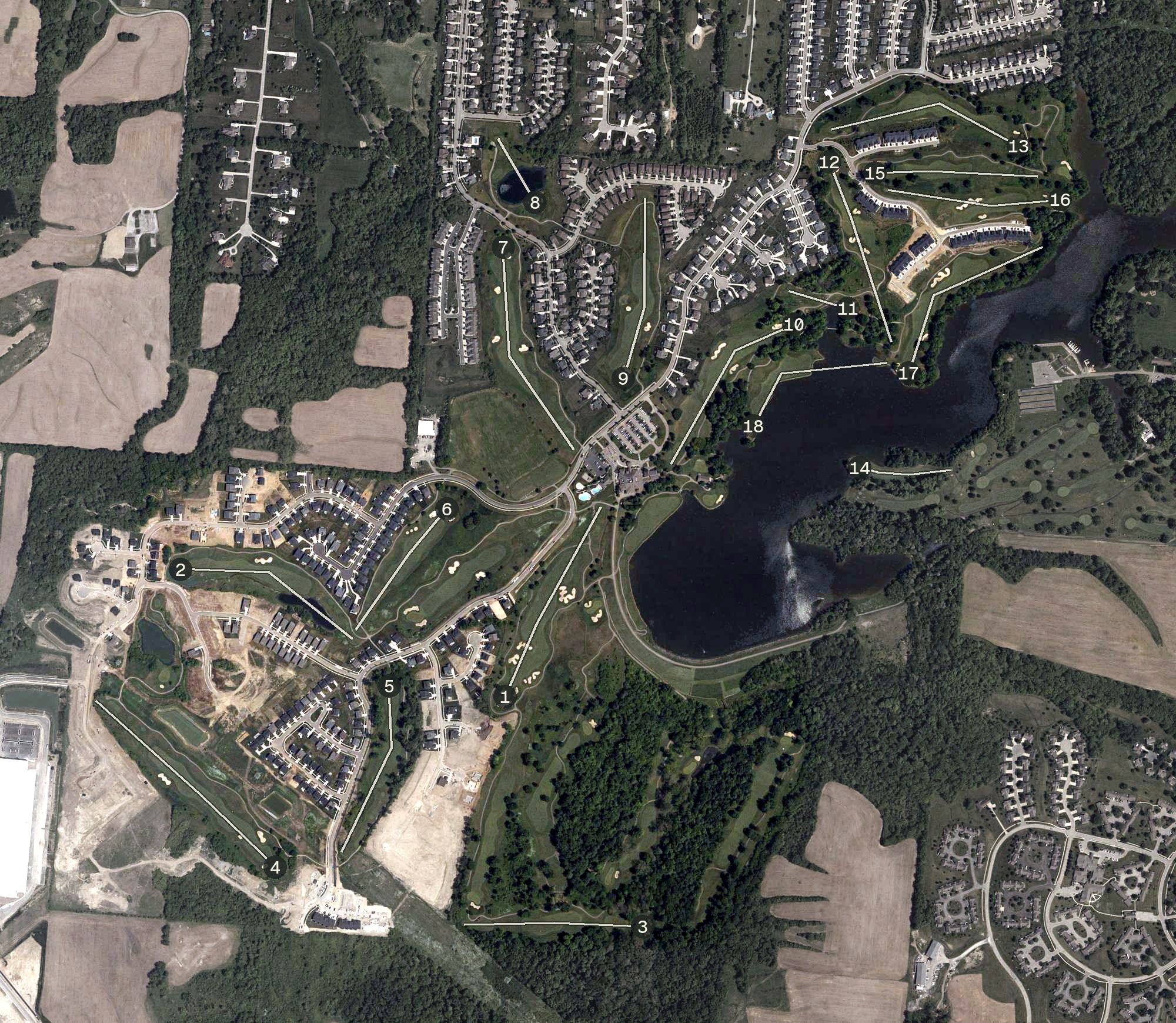 Aerial view of Shaker Run Golf Club, OH