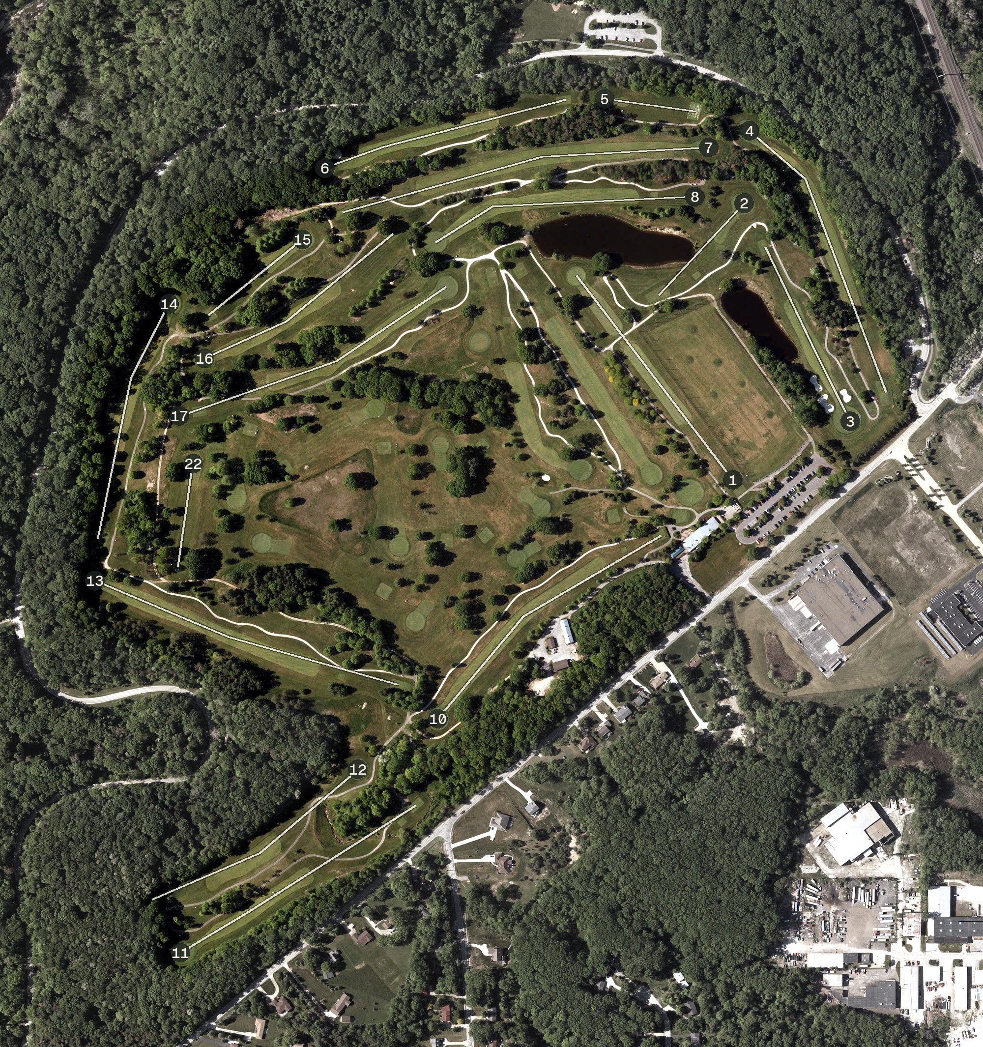 Aerial view of Shawnee Hills Golf Course, OH