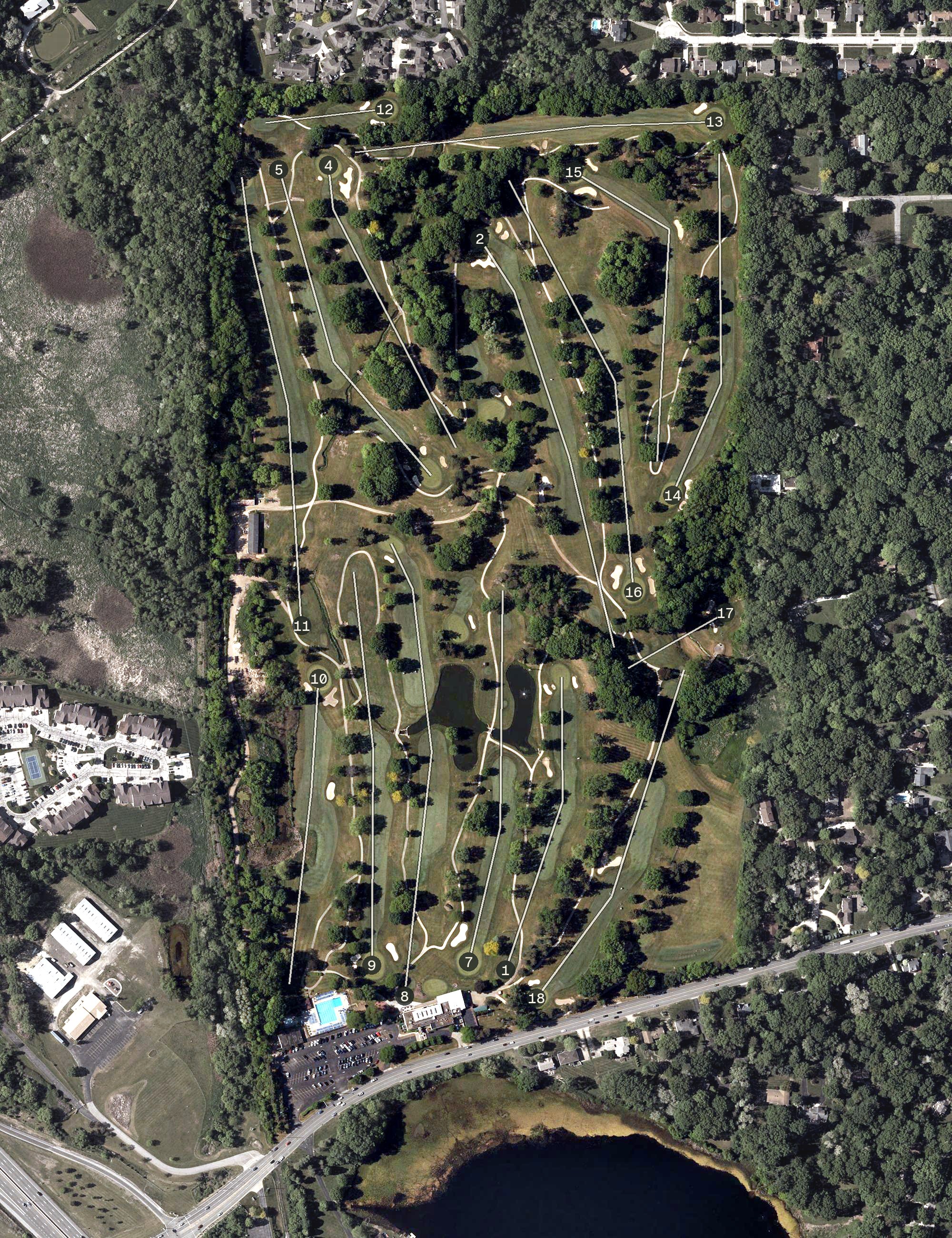 Aerial view of Silver Lake Country Club, OH