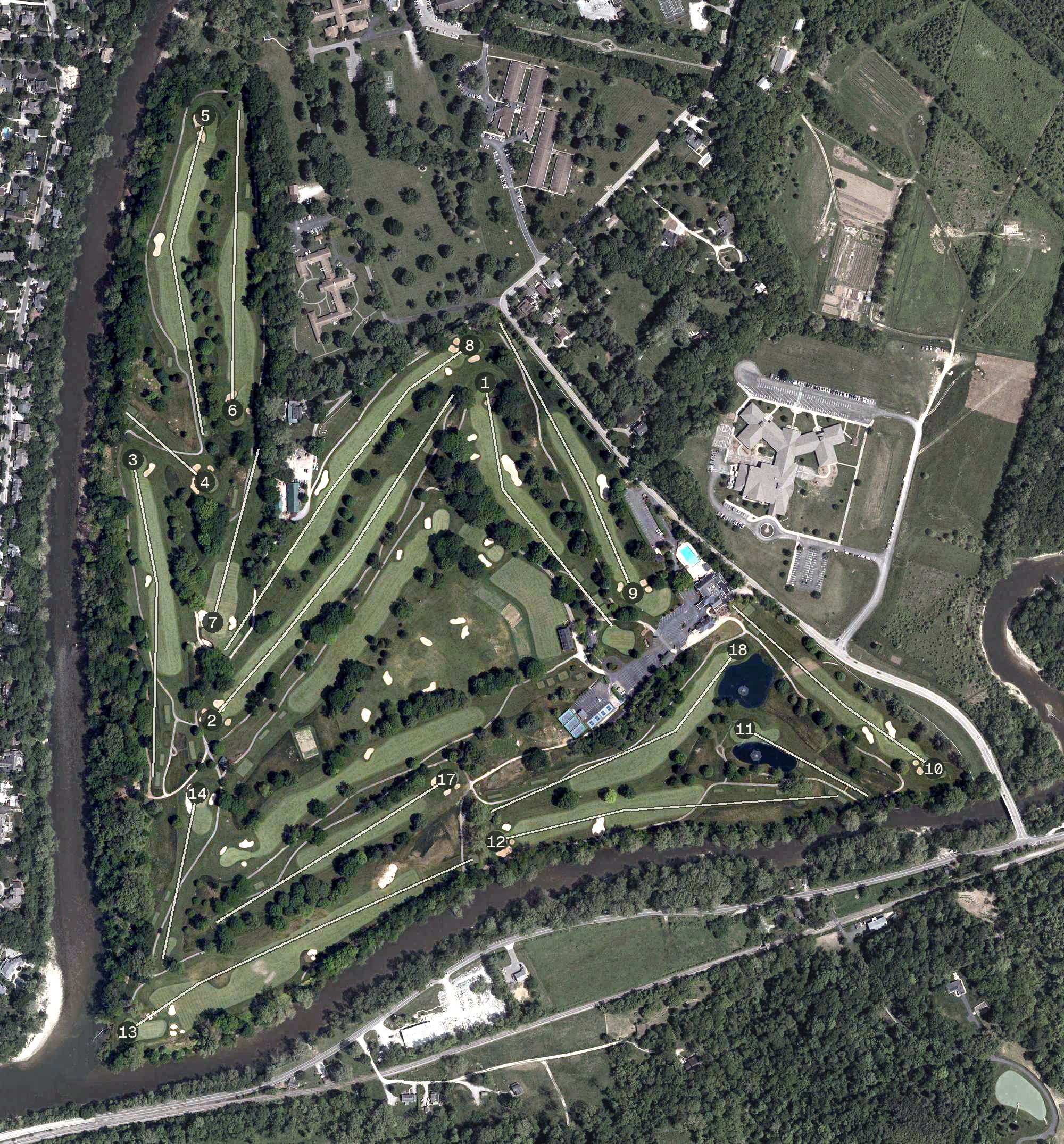 Aerial view of Terrace Park Country Club, OH