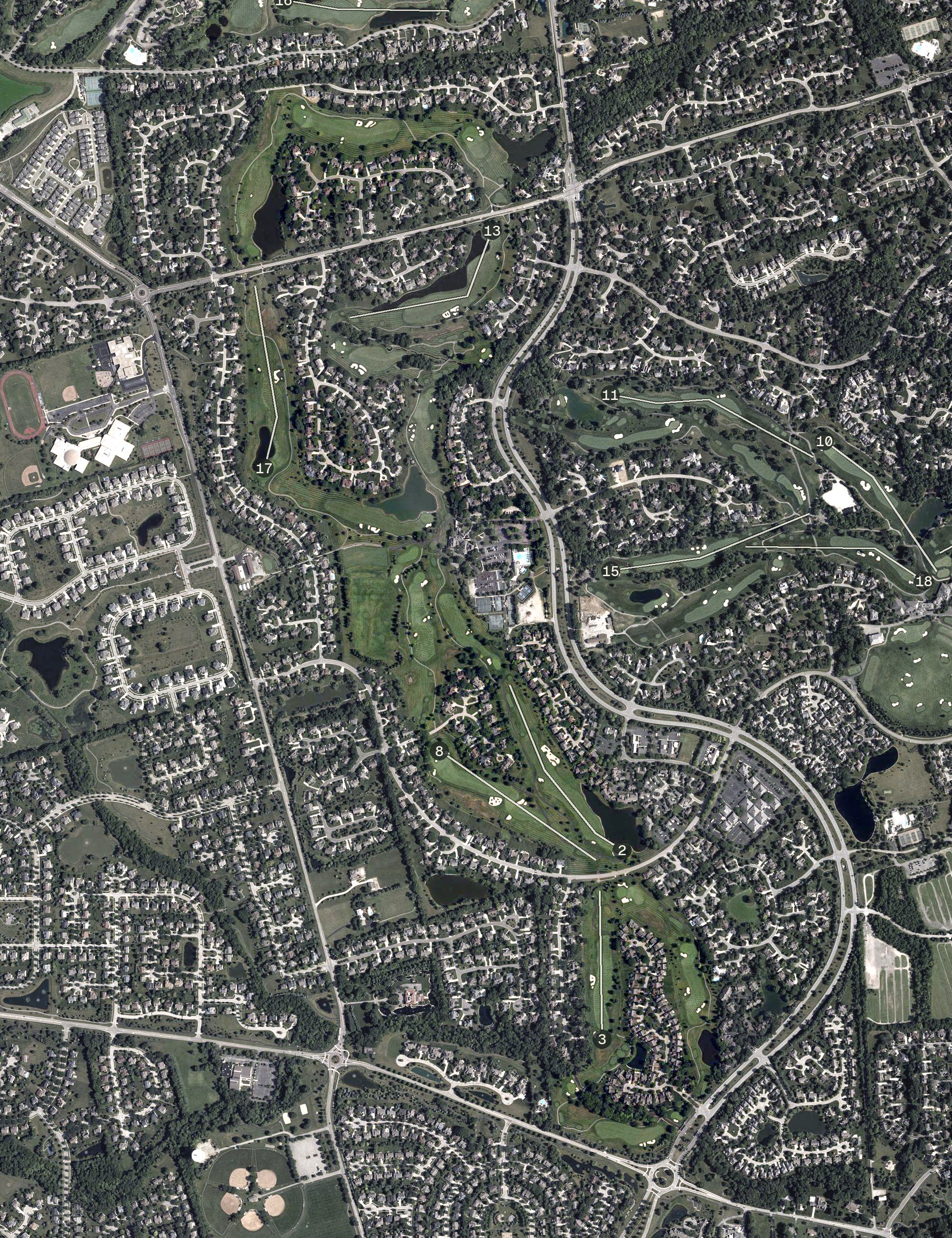 Aerial view of The Country Club at Muirfield Village, OH