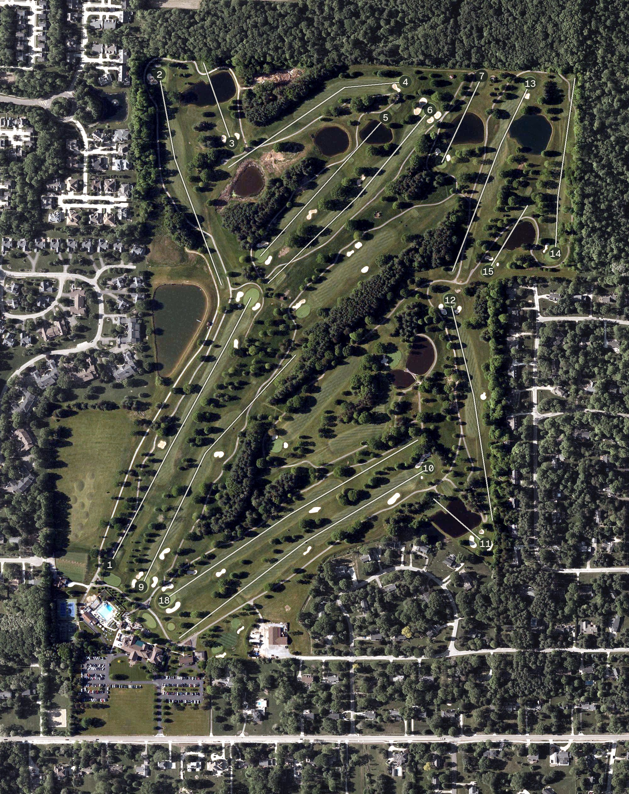 Aerial view of The County Club of Hudson, OH
