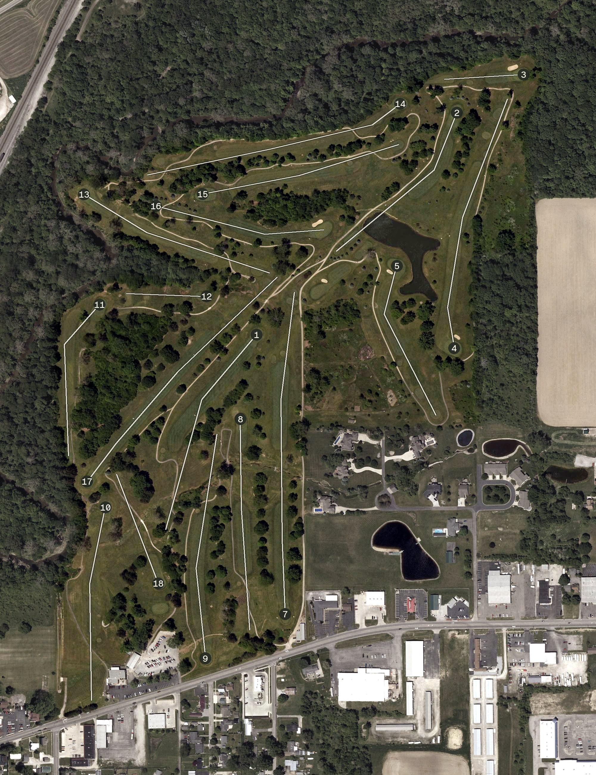 Aerial view of The Golf Club of Bucyrus, OH