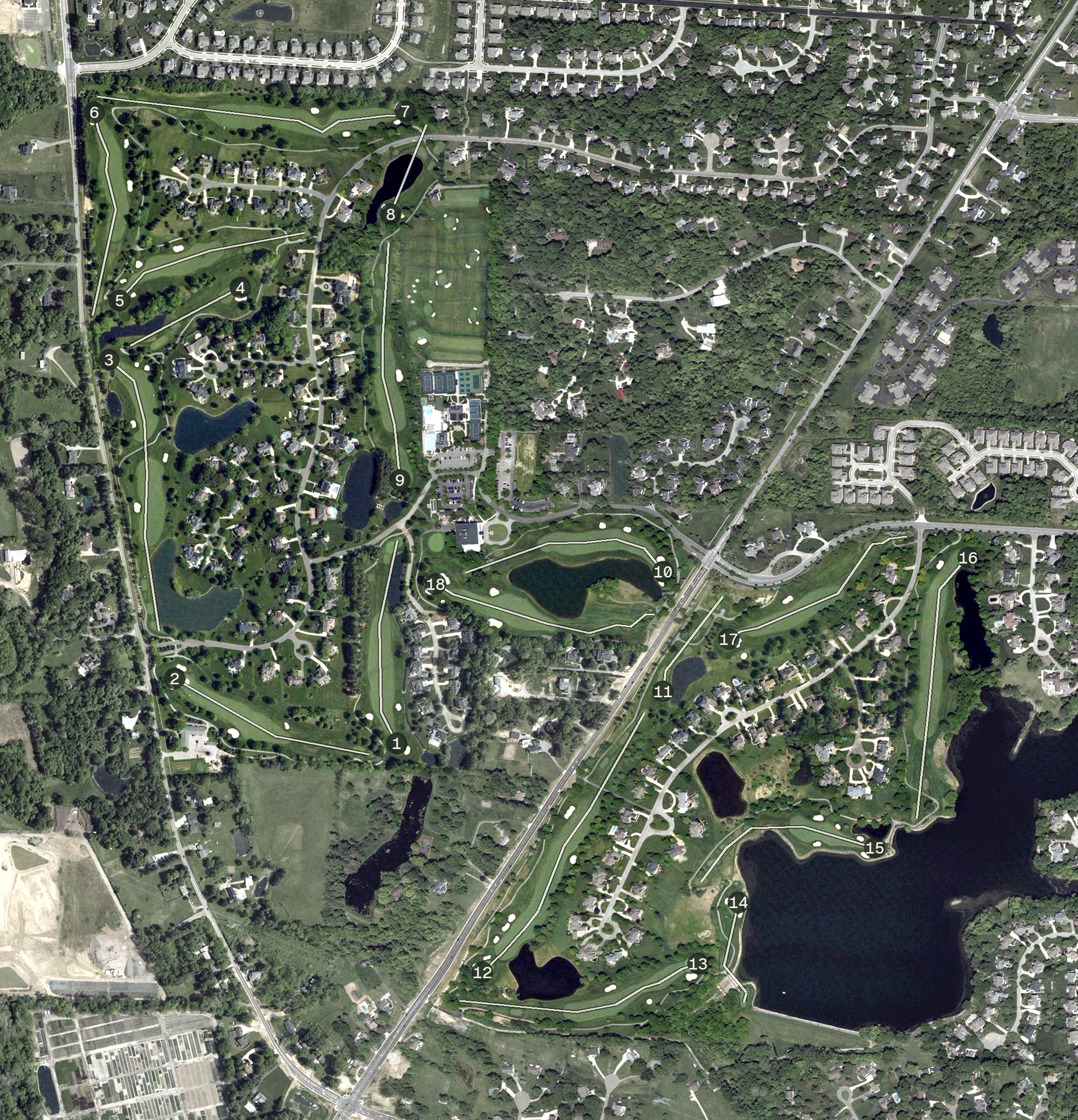Aerial view of The Lakes Golf & Country Club, OH