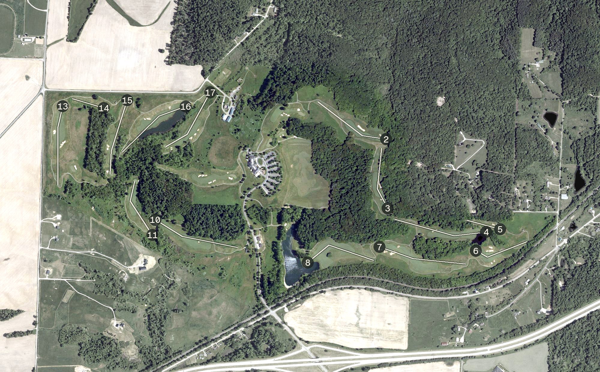 Aerial view of The Virtues Golf Club, OH