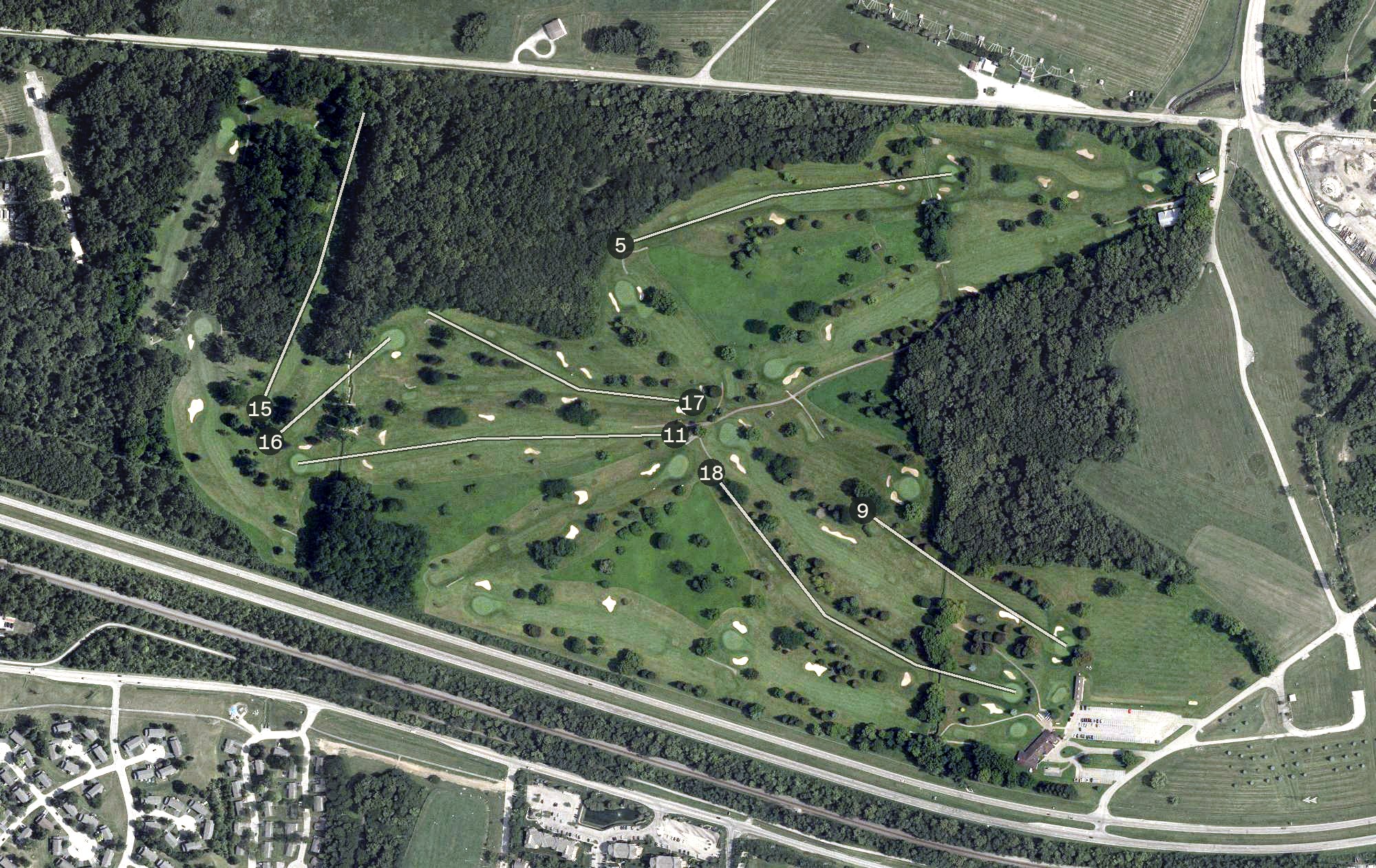 Aerial view of Twin Base Golf Course, OH
