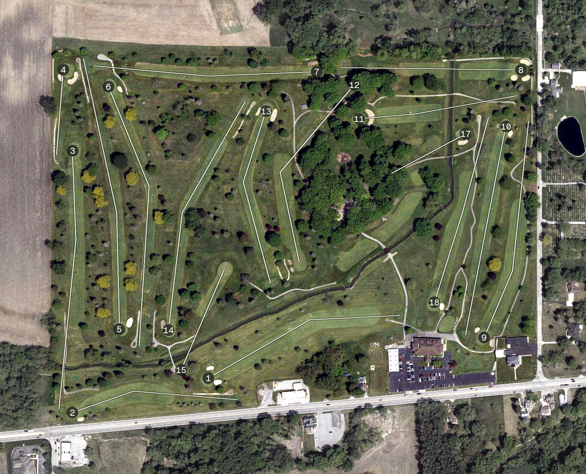 Aerial view of Valleywood Golf Club, OH