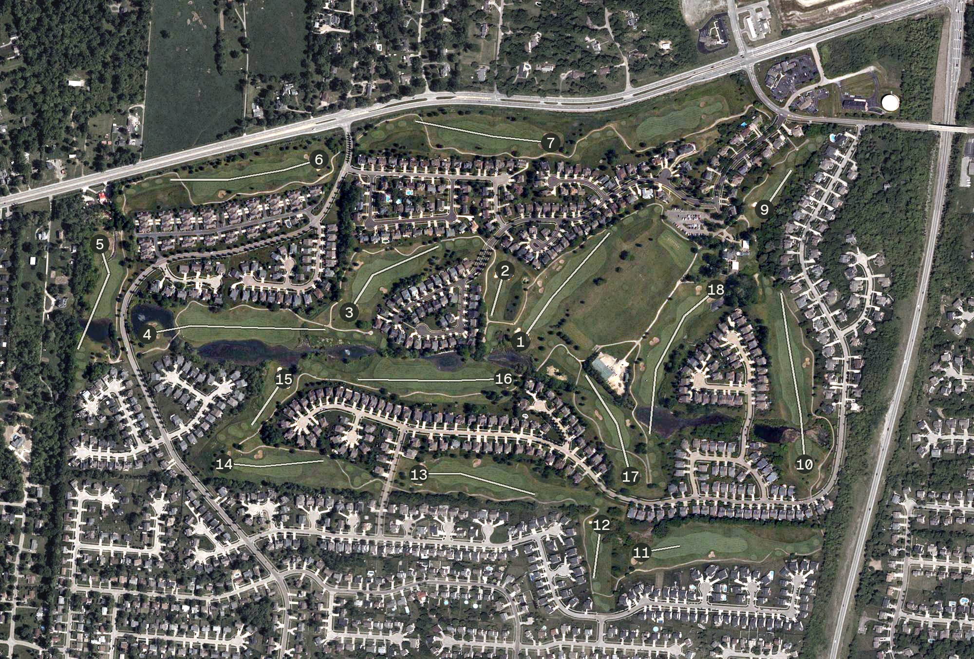 Aerial view of Walden Ponds Golf Club, OH