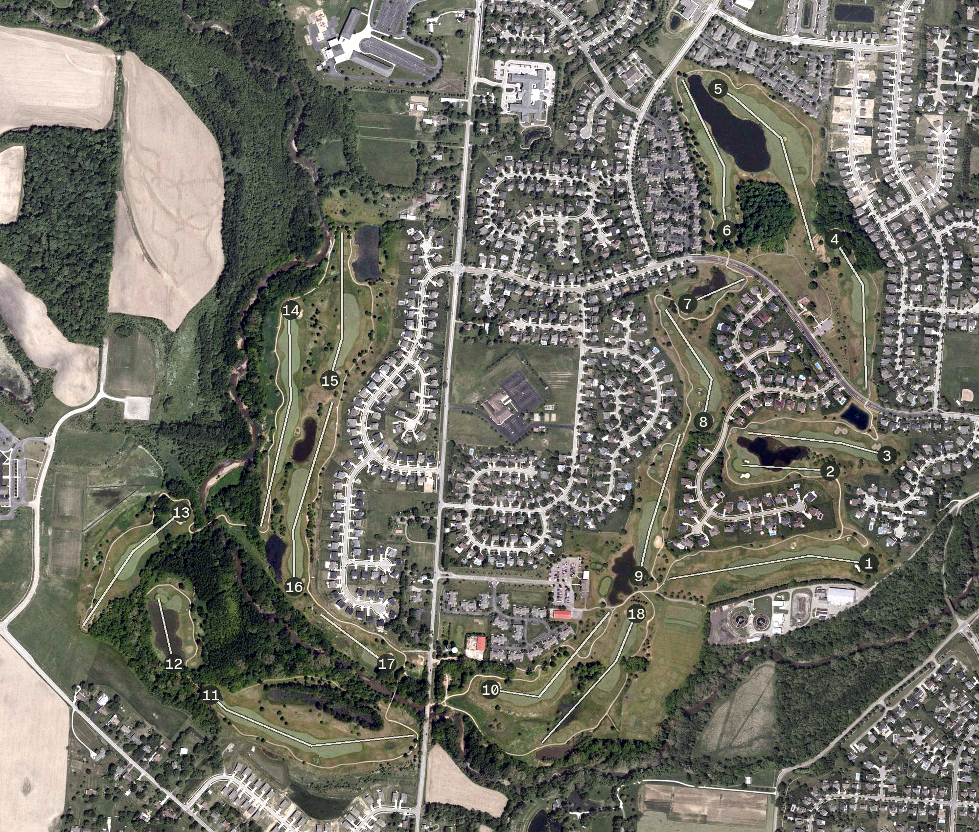 Aerial view of Westchester Golf Course, OH