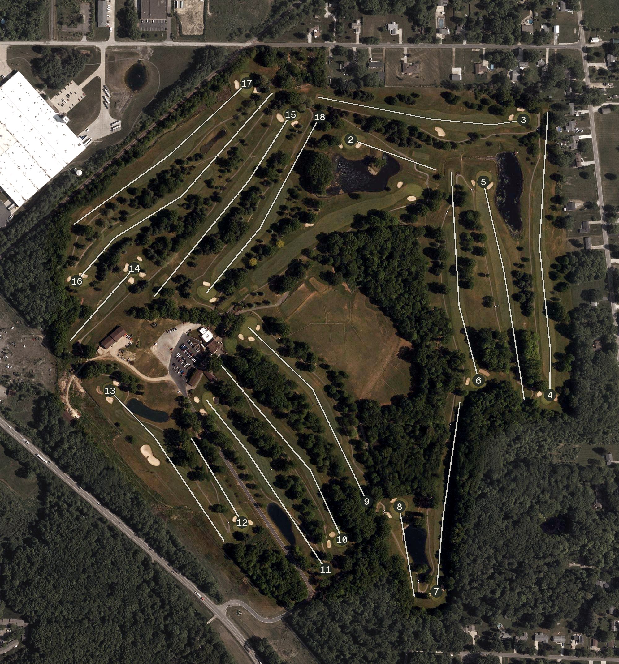 Aerial view of Windmill Lakes Golf Club, OH