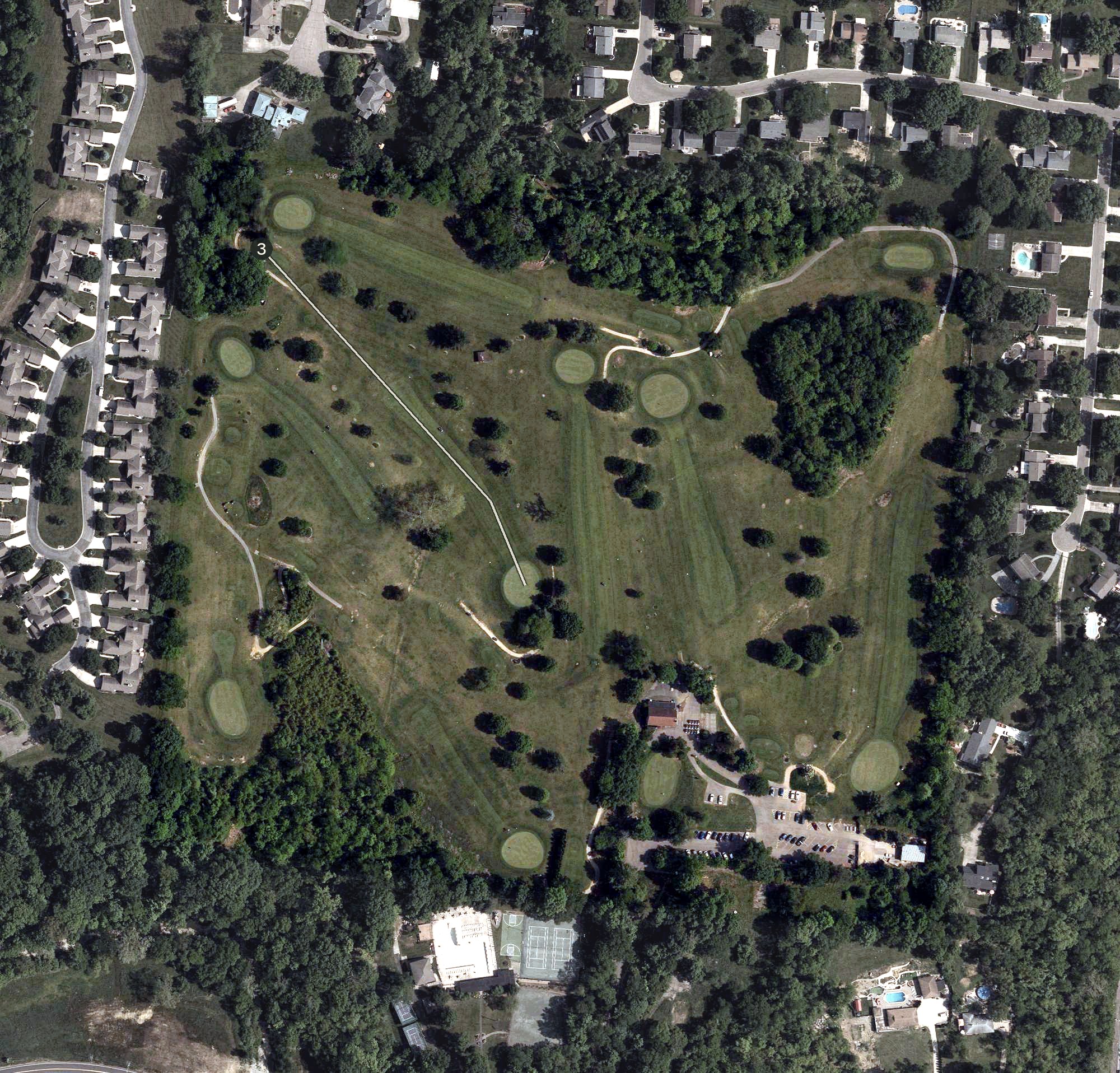 Aerial view of Woodland Golf Course, OH