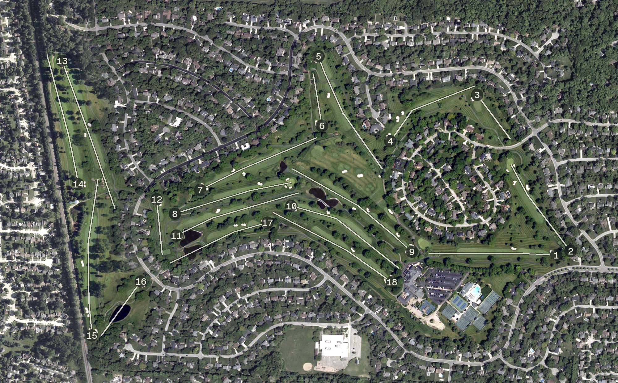 Aerial view of Worthington Hills Country Club, OH