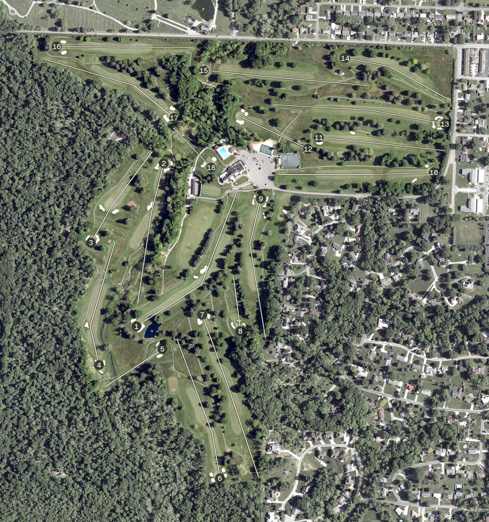 Aerial view of Zanesville Country Club, OH
