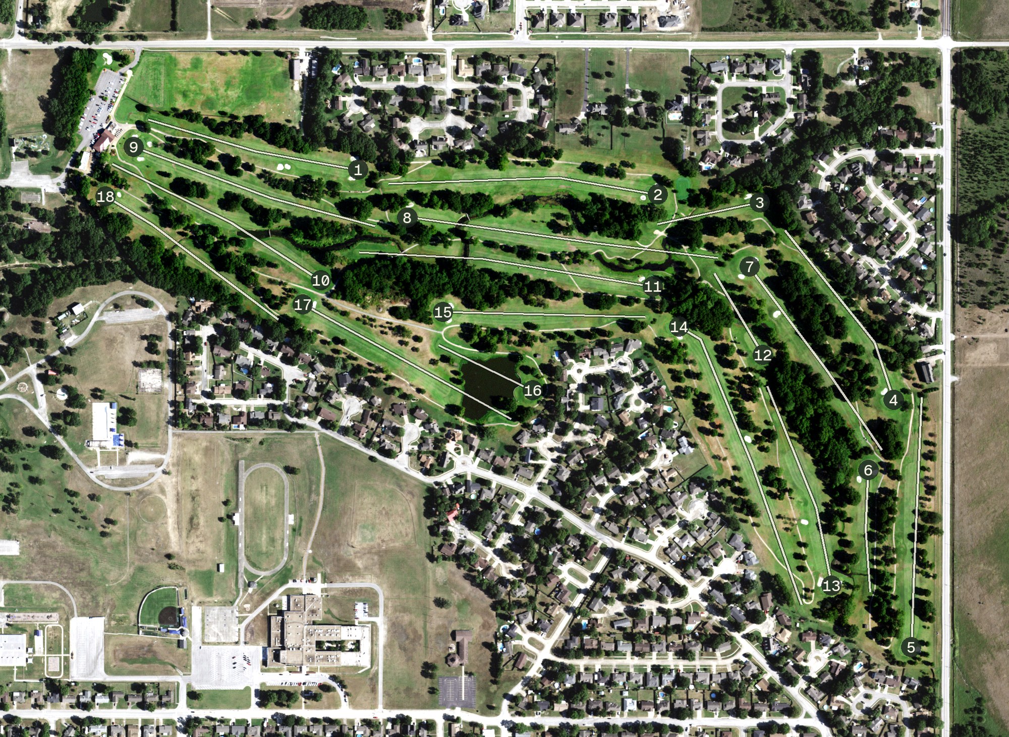 Aerial view of Adams Golf Course, OK