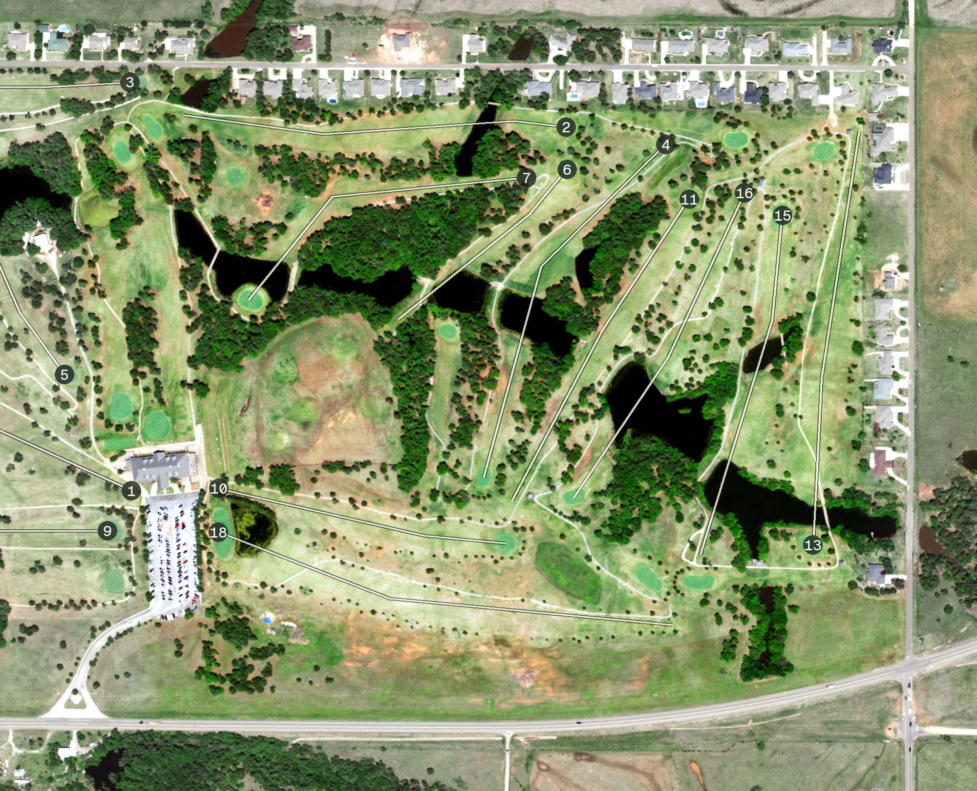 Aerial view of Cimarron National Golf Club Course, OK