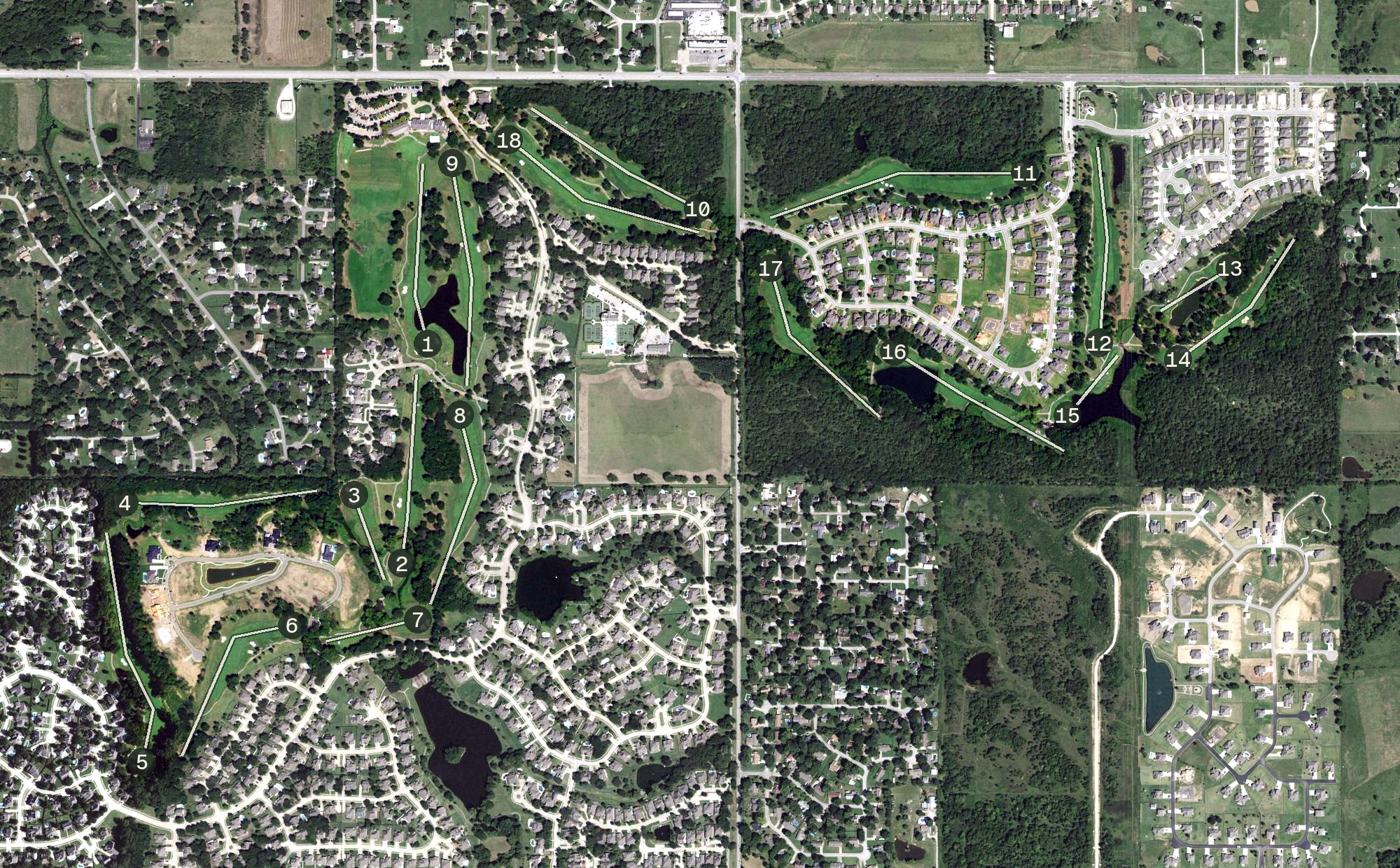 Aerial view of Forest Ridge Golf Club, OK