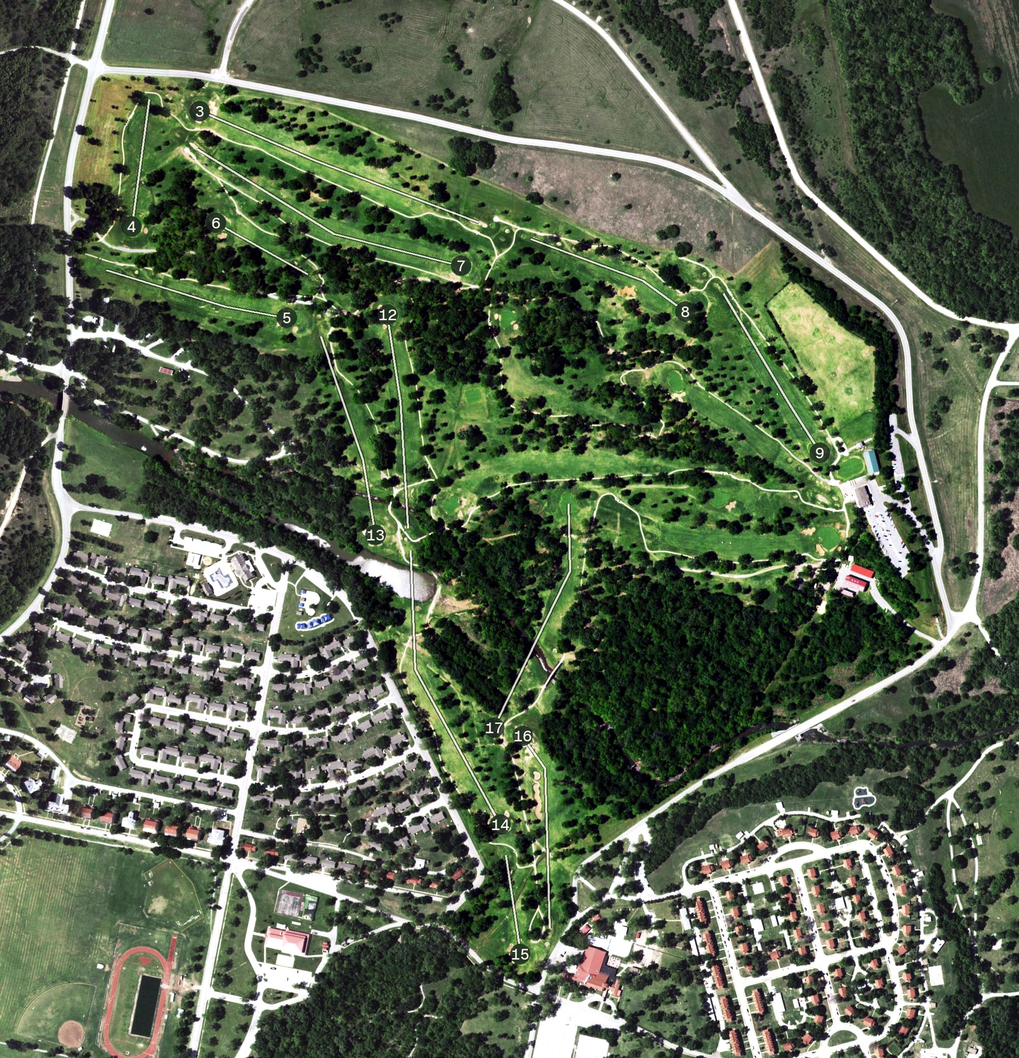 Aerial view of Fort Sill Golf Course, OK