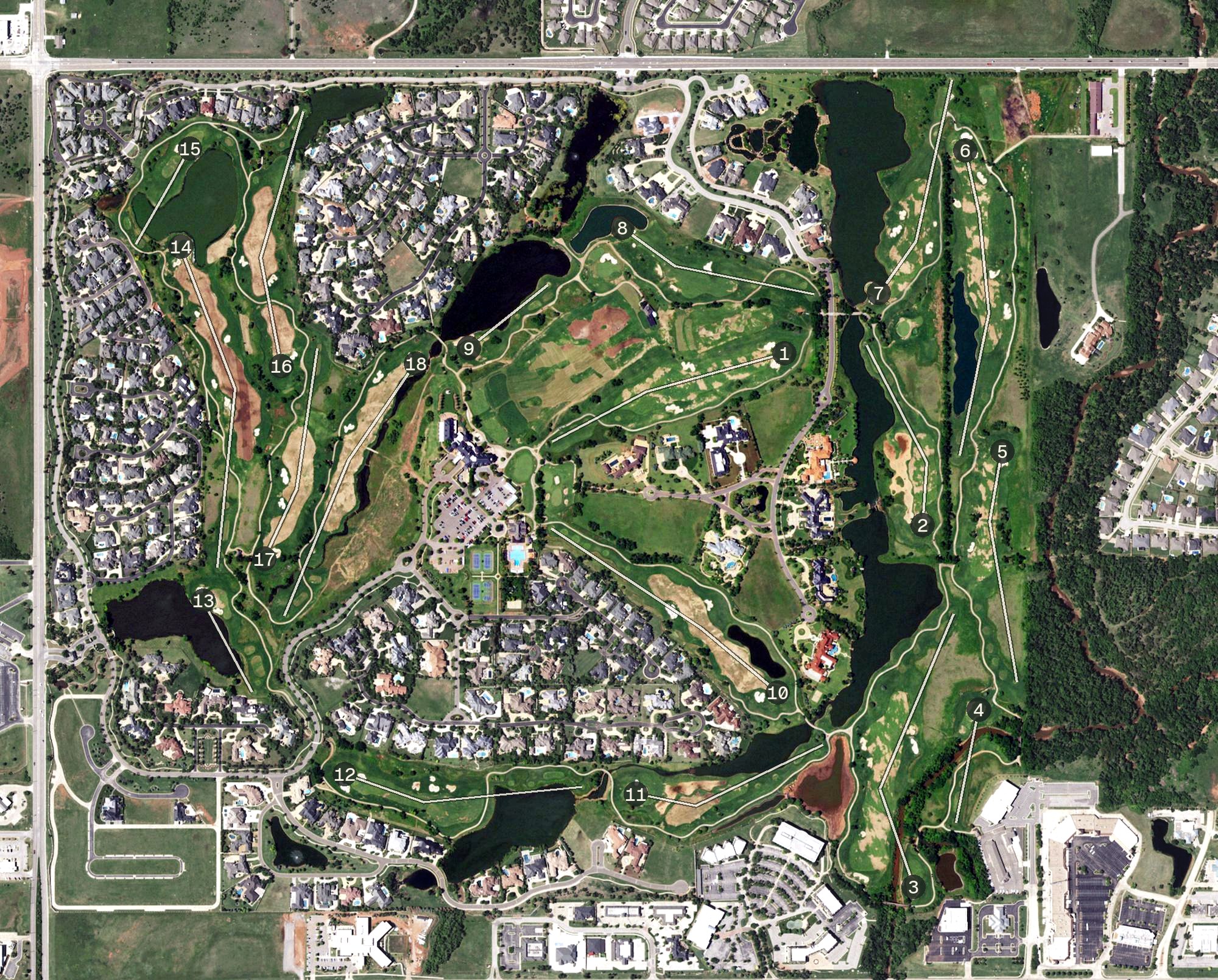 Aerial view of Gaillardia Golf Course, OK
