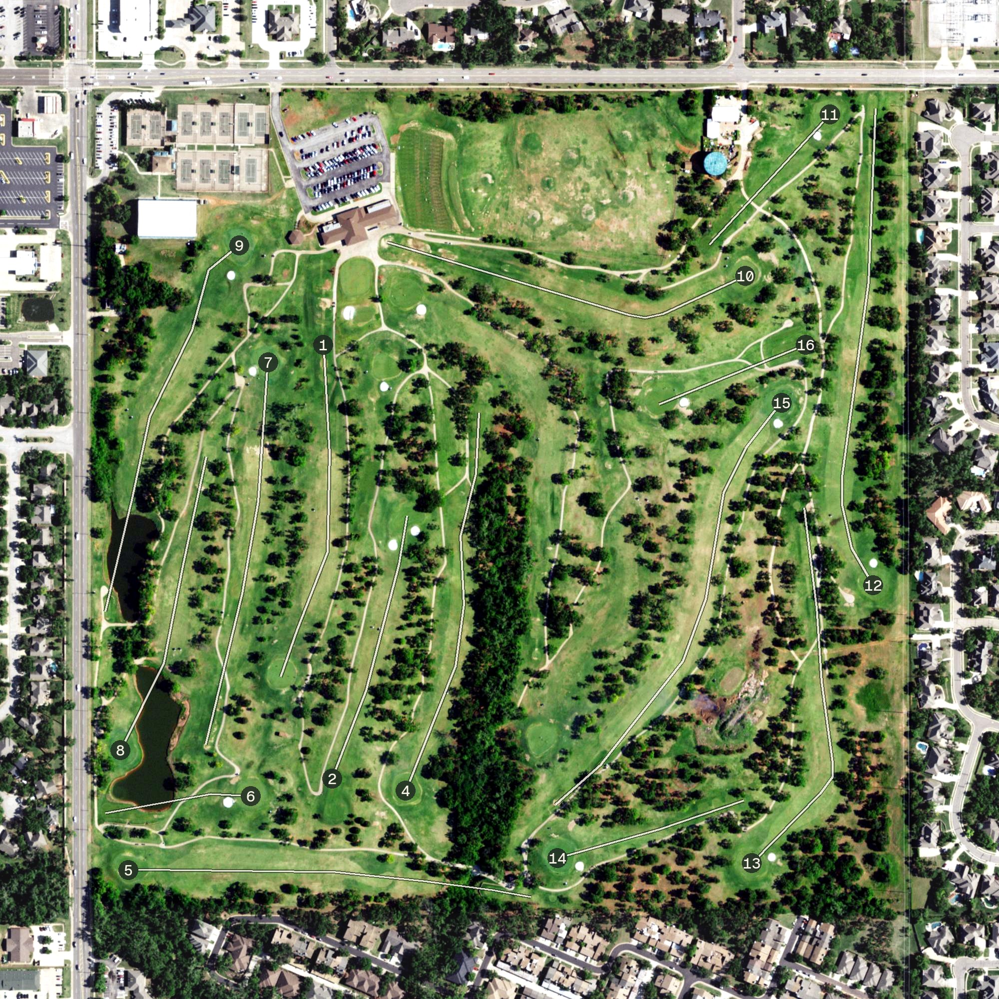Aerial view of Kickingbird Golf Course, OK