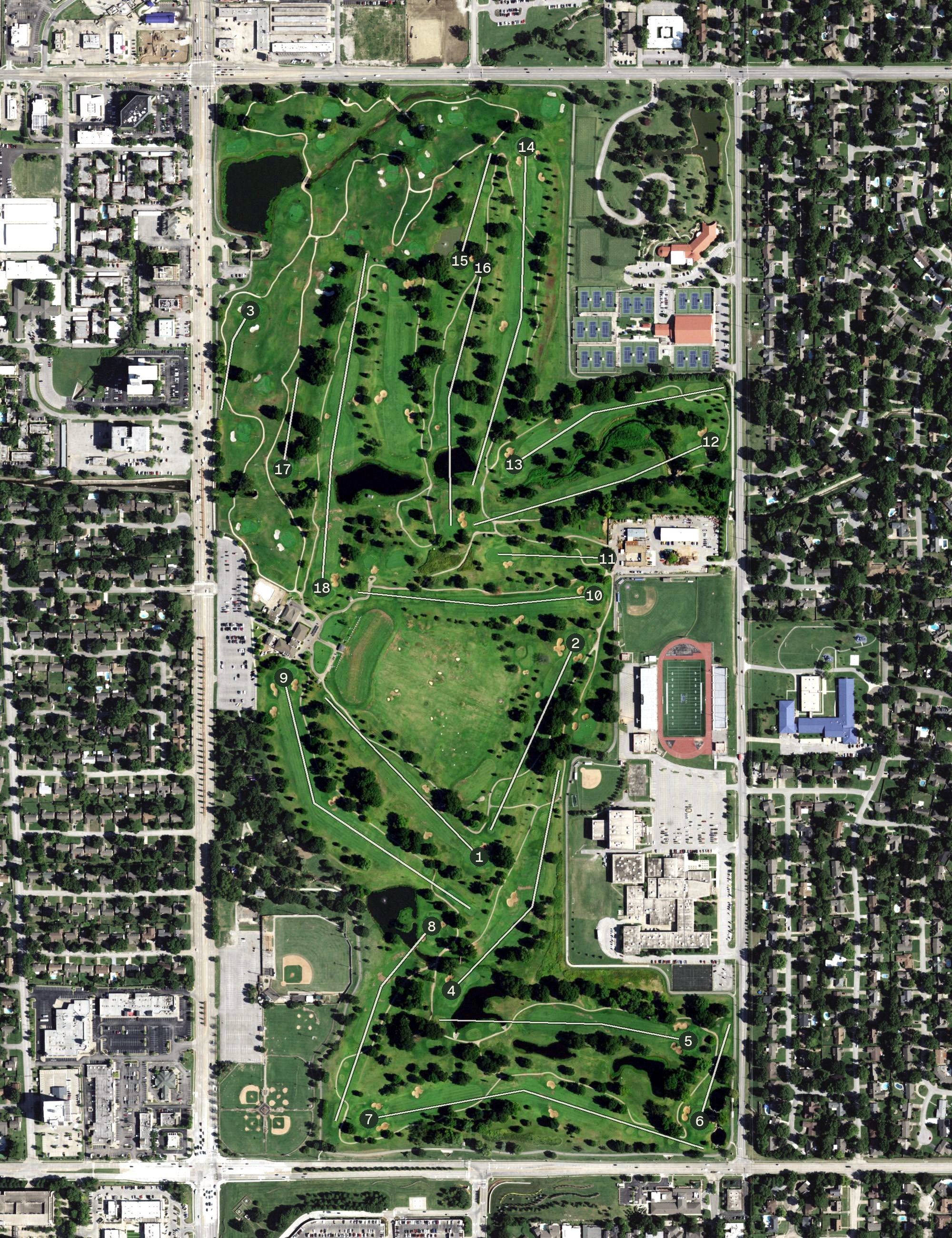 Aerial view of LaFortune Park Golf Course, OK