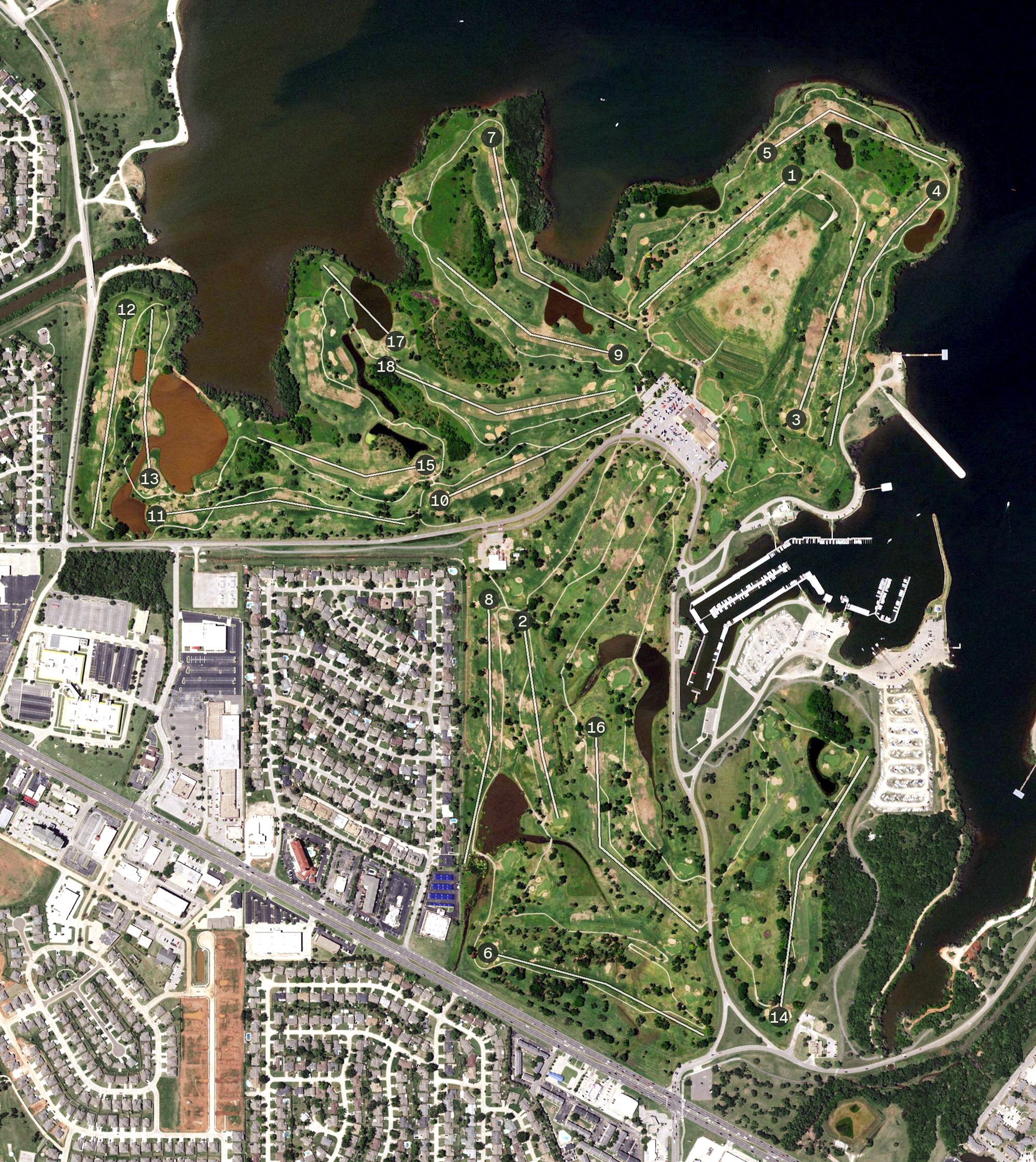 Aerial view of Lake Hefner Golf Course, OK