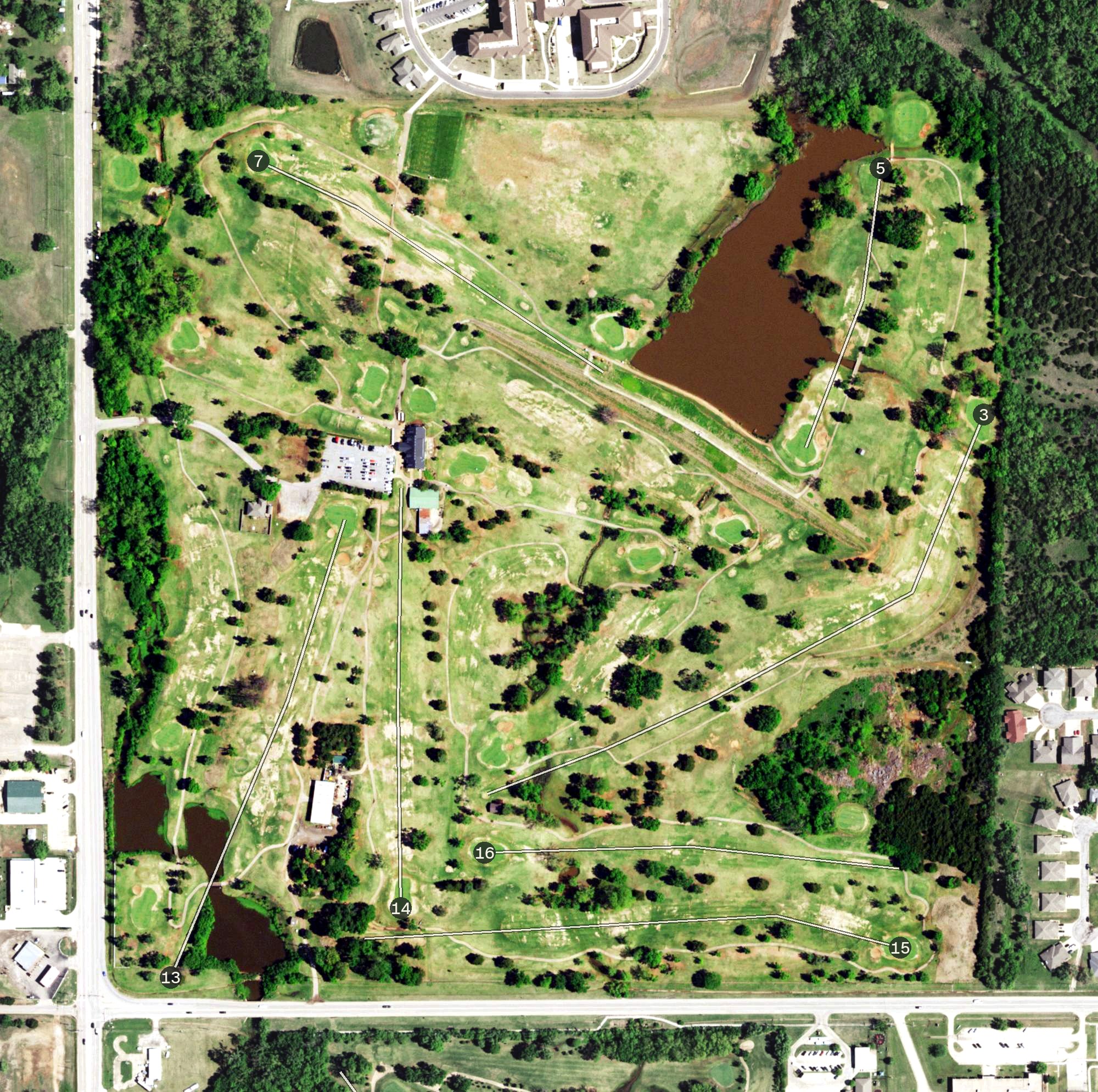 Aerial view of Lakeside Memorial Golf Course, OK