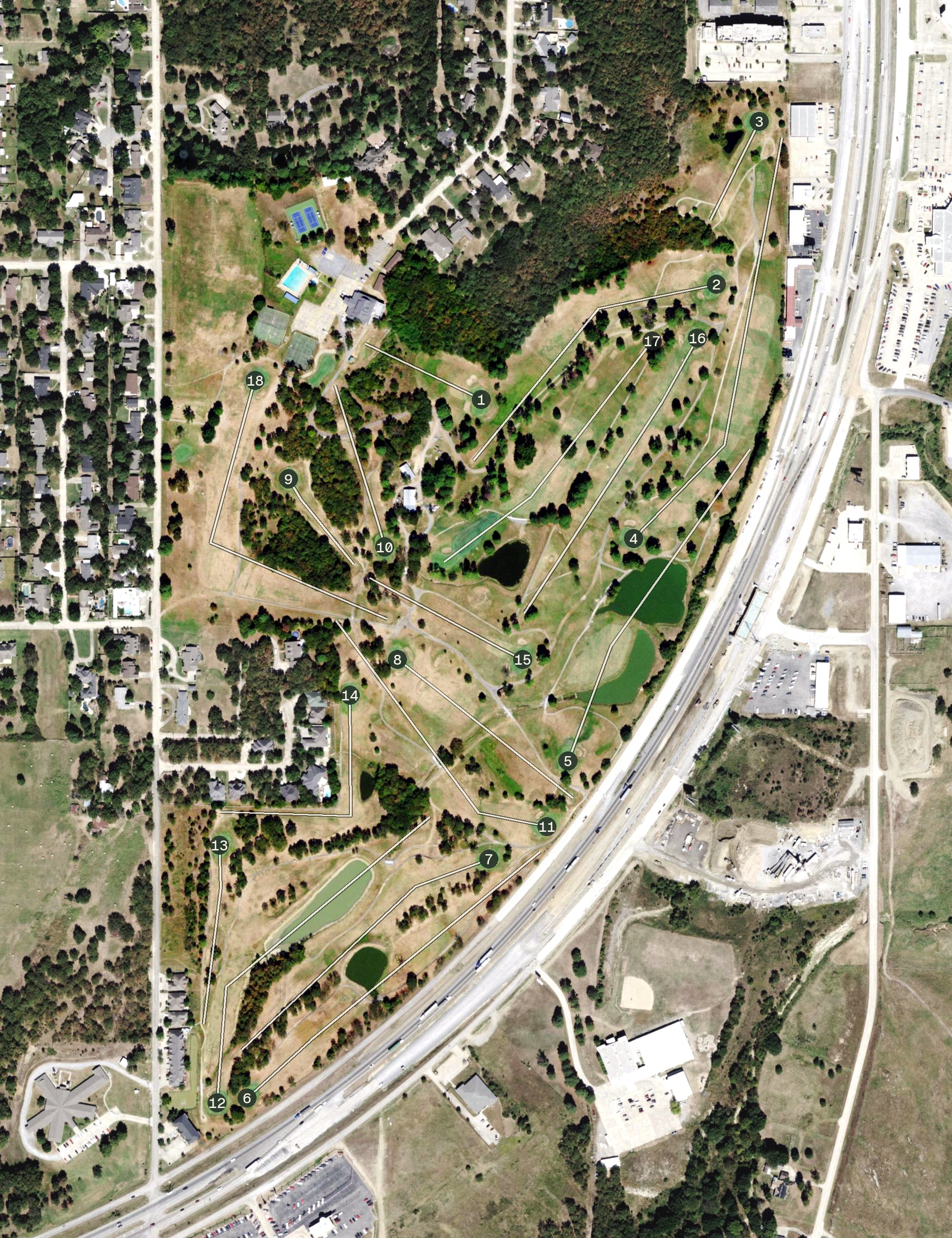 Aerial view of McAlester Country Club, OK