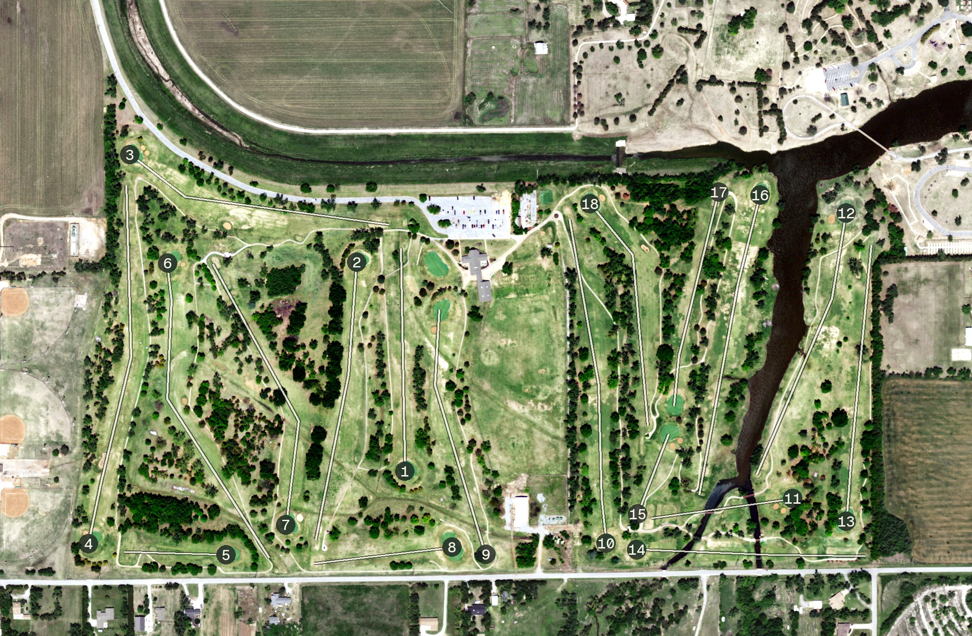 Aerial view of Meadow Lake Golf Course, OK